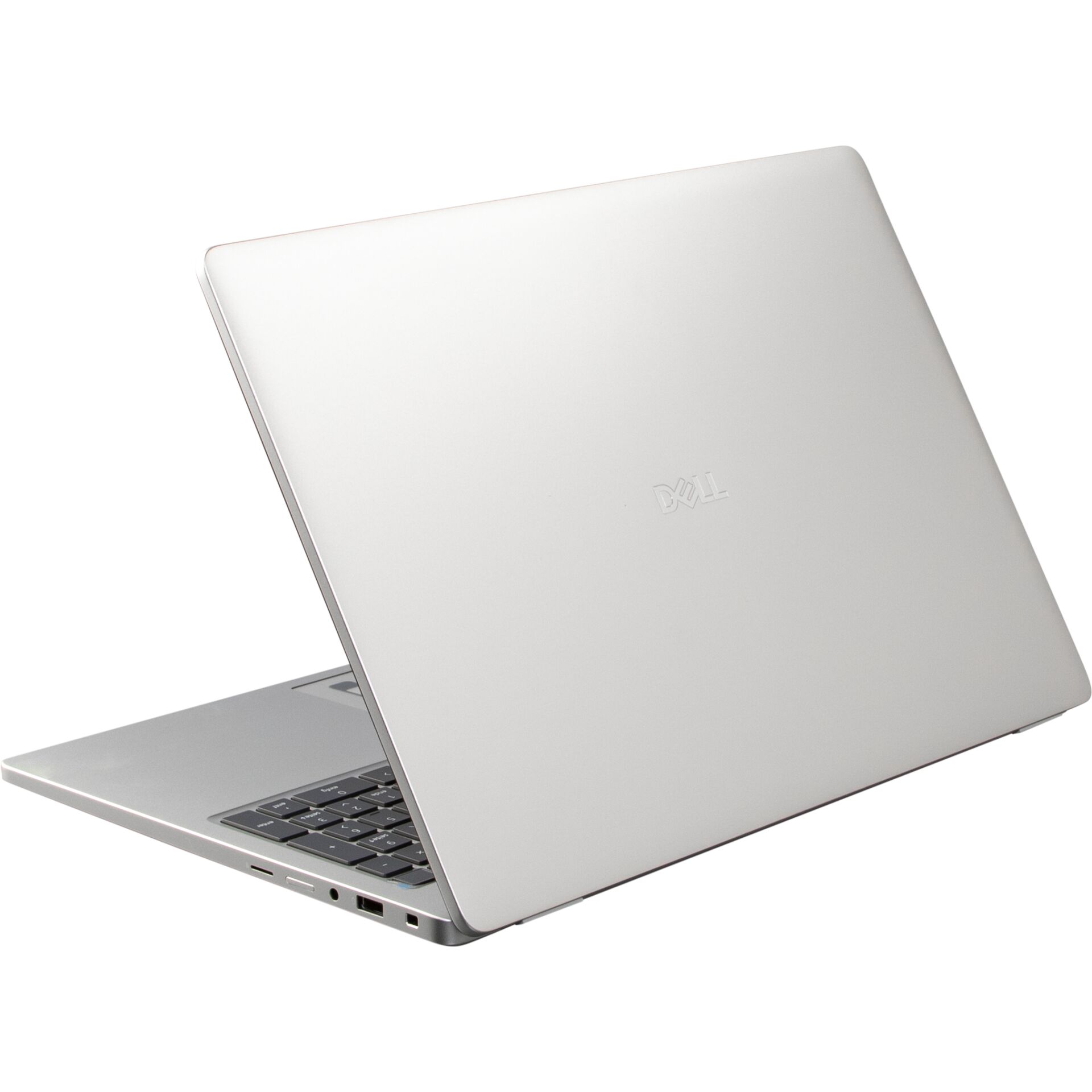 Laptop, Silberfarben, Metallgehäuse, Tastatur, Dell