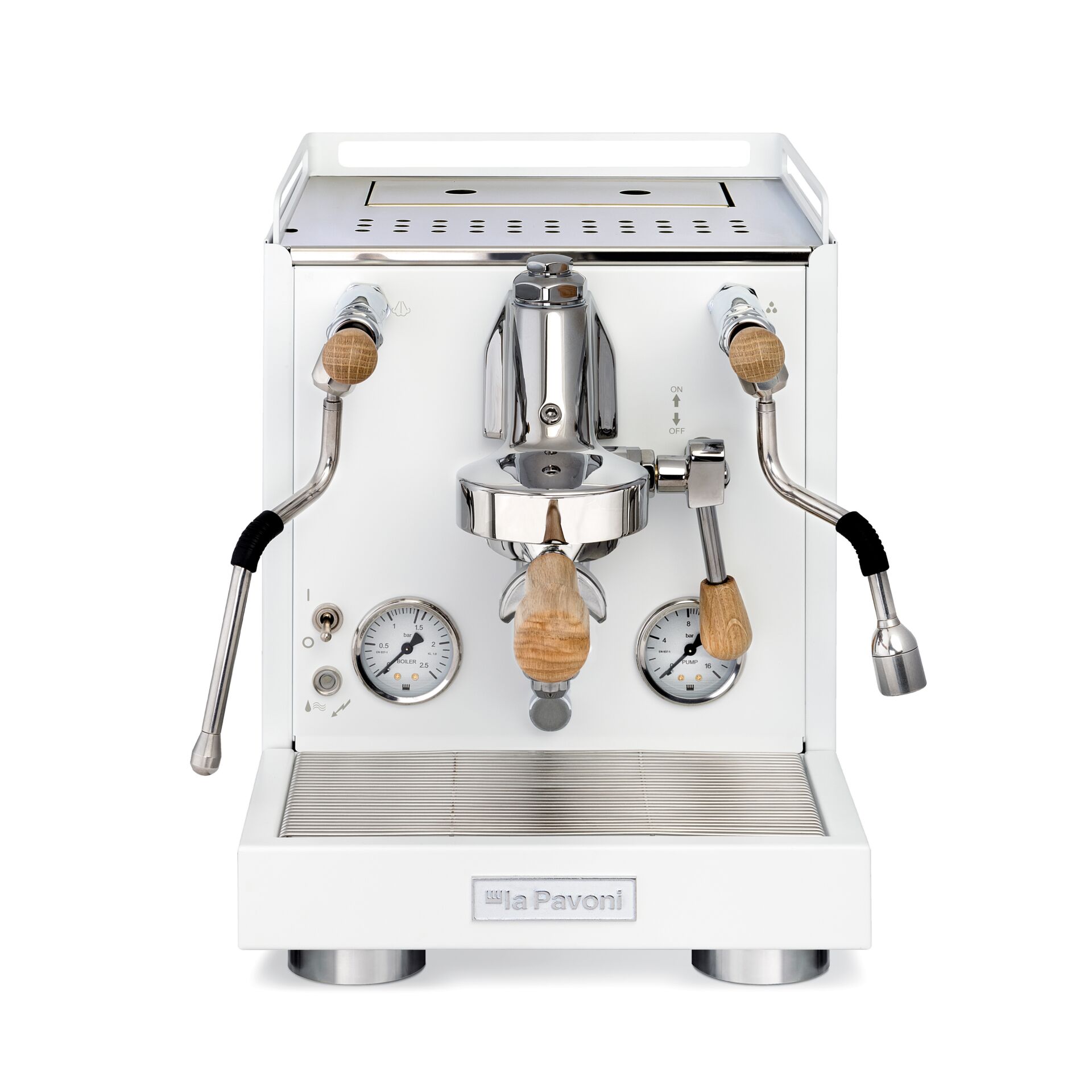 Espressomaschine, Portafilter, Dampfrohr, Druckmesser, Edelstahl
