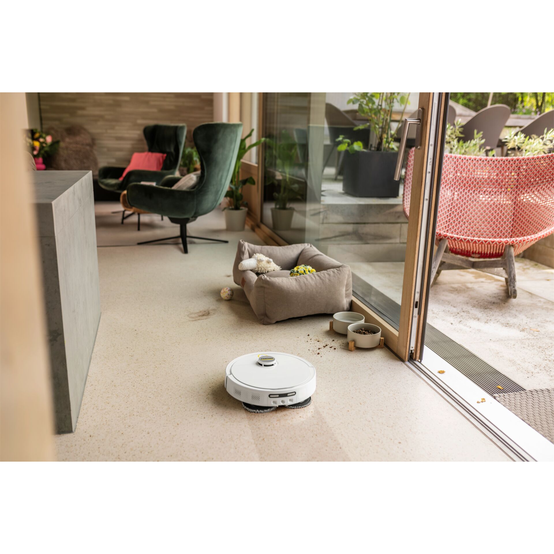 Roboterstaubsauger, Saugroboter, Haushaltsgerät, glatter Boden, Wohnzimmer