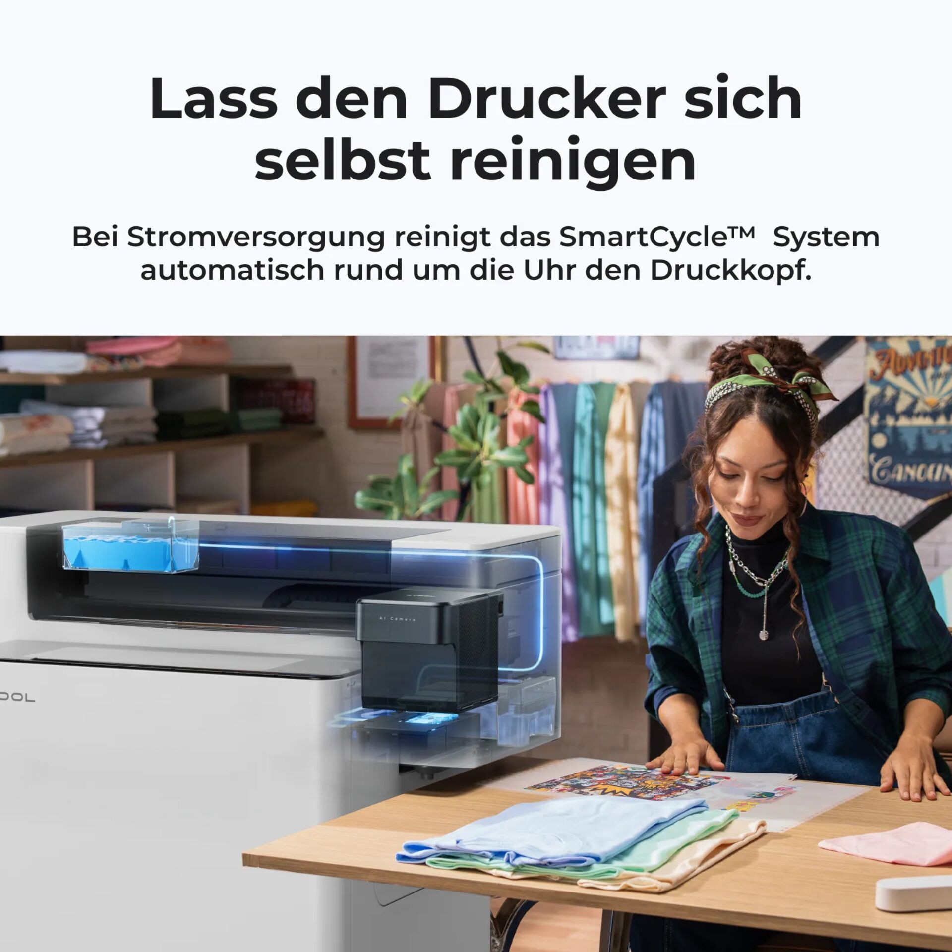 Drucker, Plotter, Nass-/Trockentyp, Flachbett, USB-/LAN-Verbindung