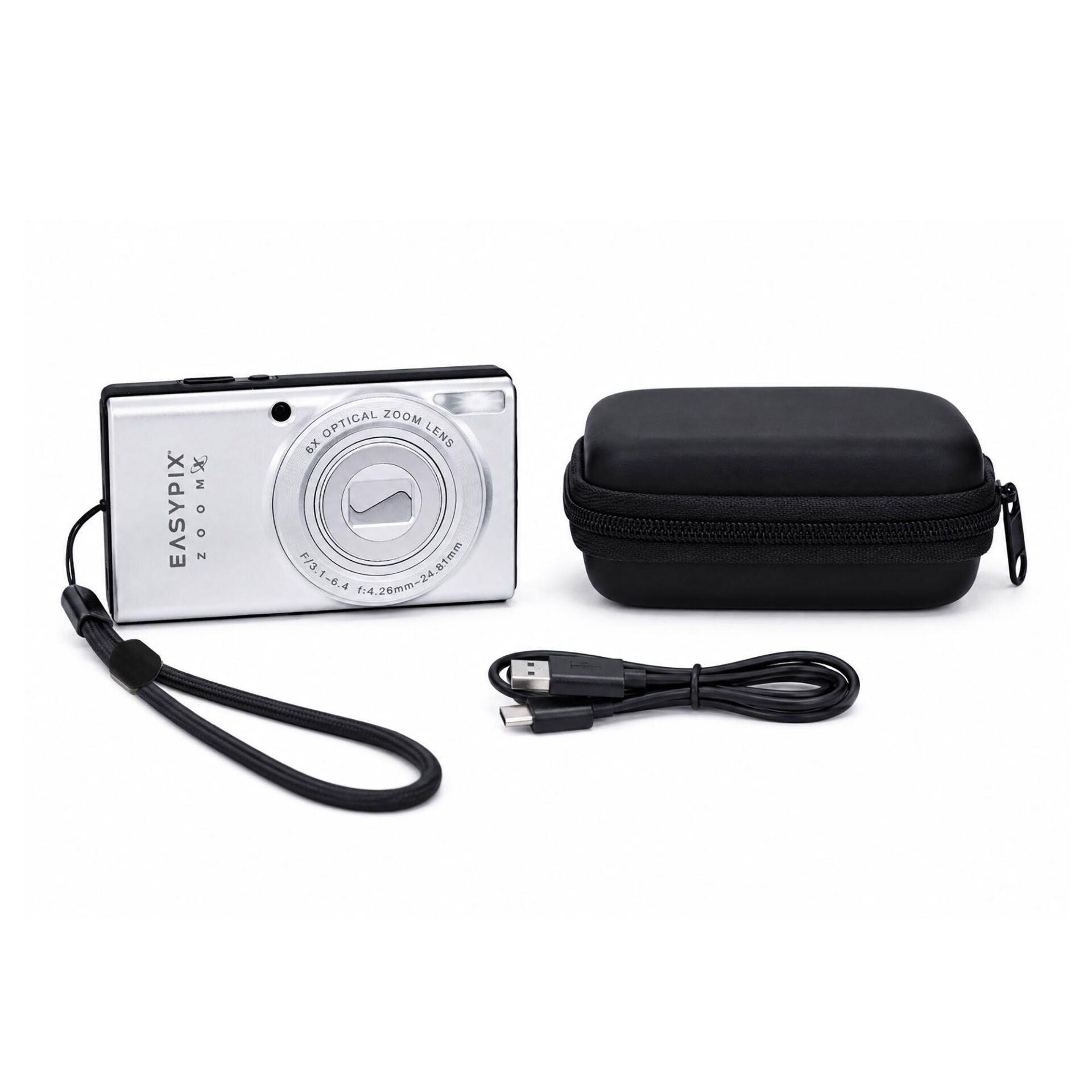 Kamera, Kompakt, USB-Kabel, Schutztasche, Lanyard