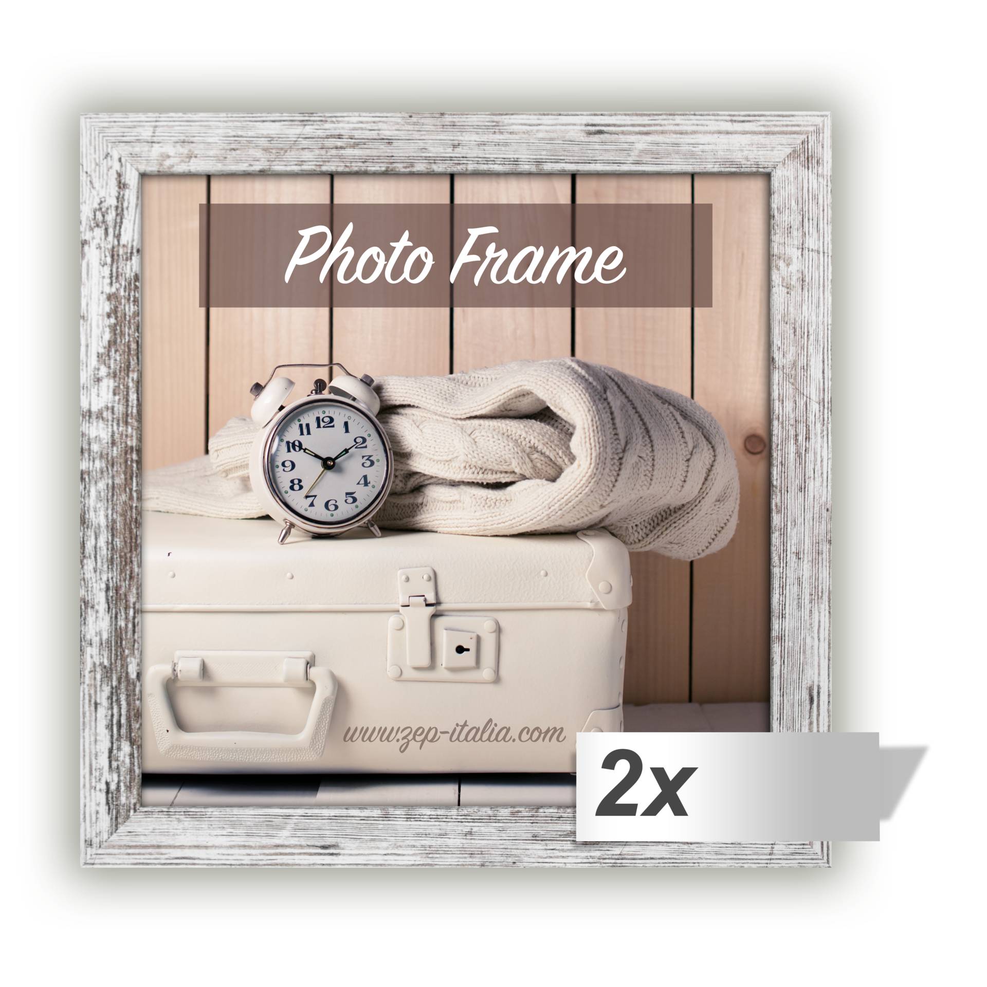 2x1 ZEP Nelson 6 weiß/br.  20x20  Holz Bilderrahmen         V21206