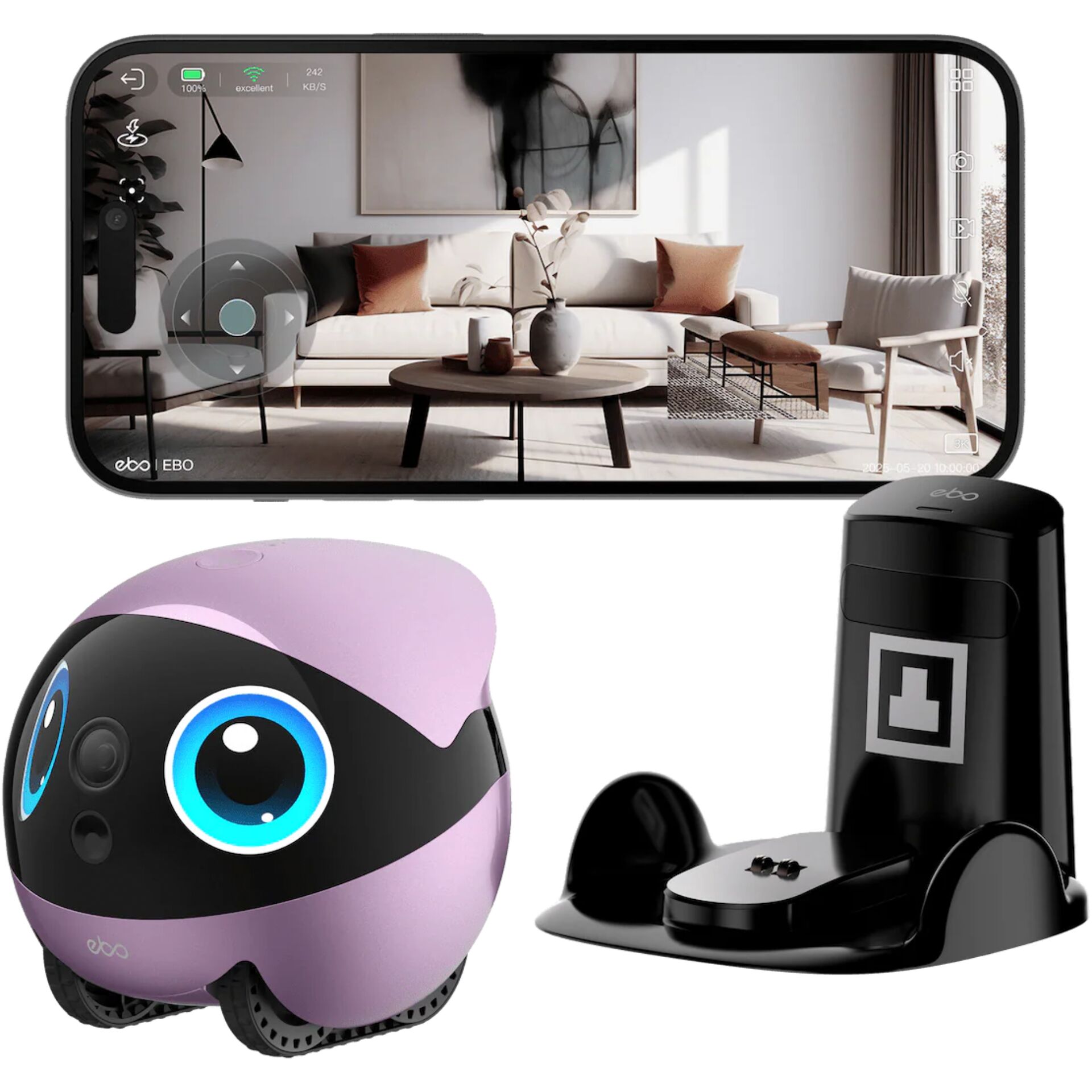 Enabot EBO Air 2 Plus Haustier-  roboter 3K Kamera pink