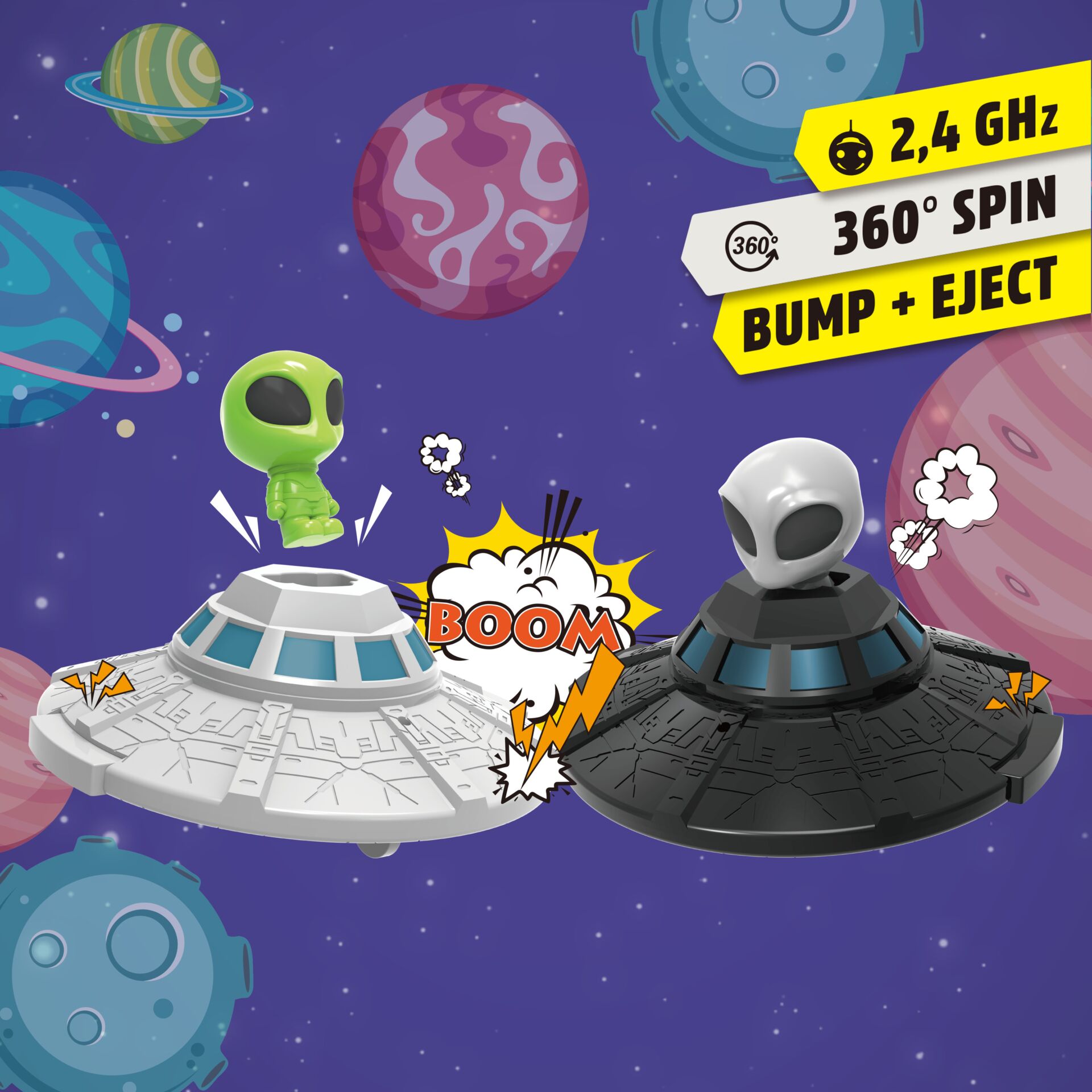 Weltraum, UFO, UFO-Spielzeug, Bump und Eject, Basis mit Rotor