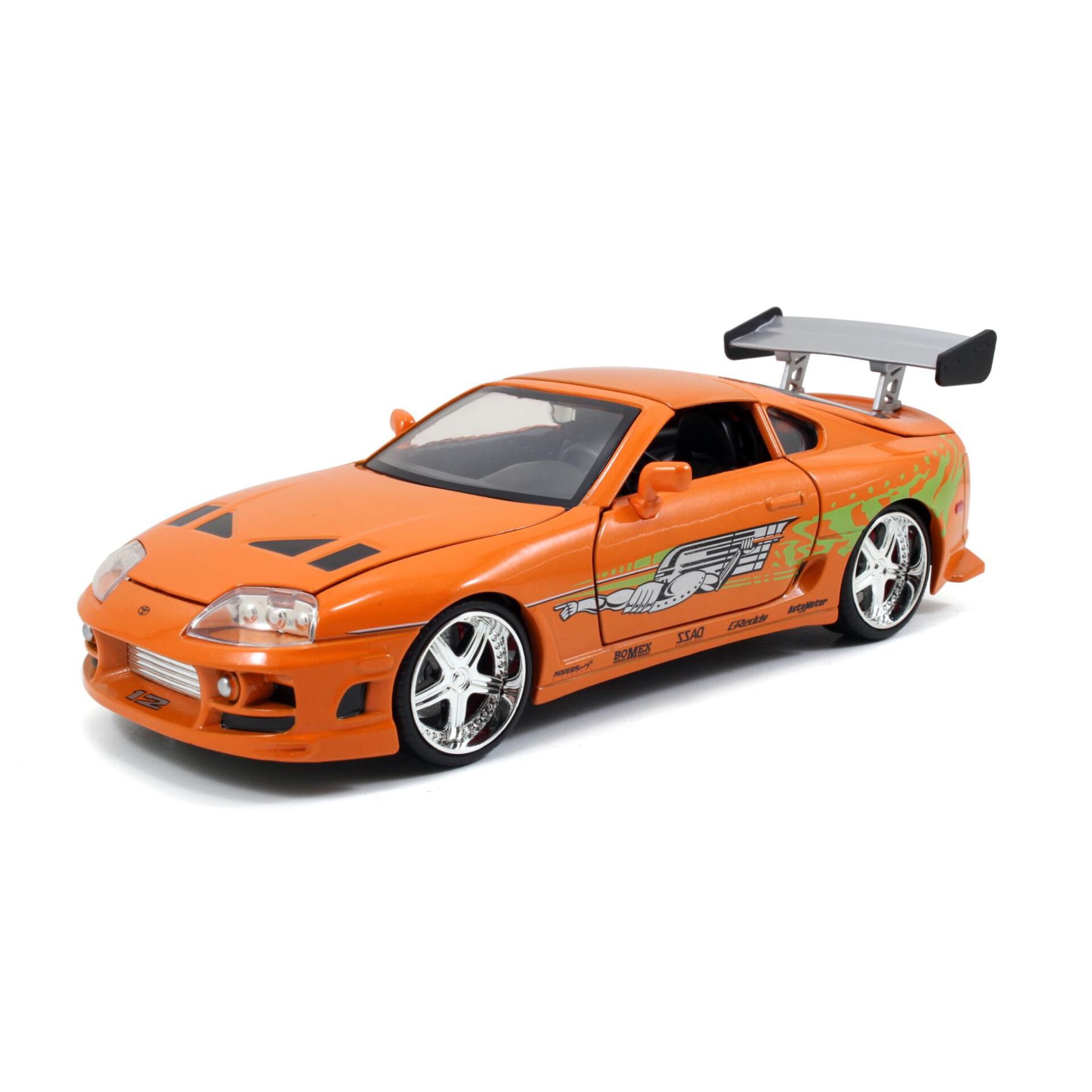 Modellauto, Sportscar, Orange, Aufroller Heckflügel, Print-Aufdruck