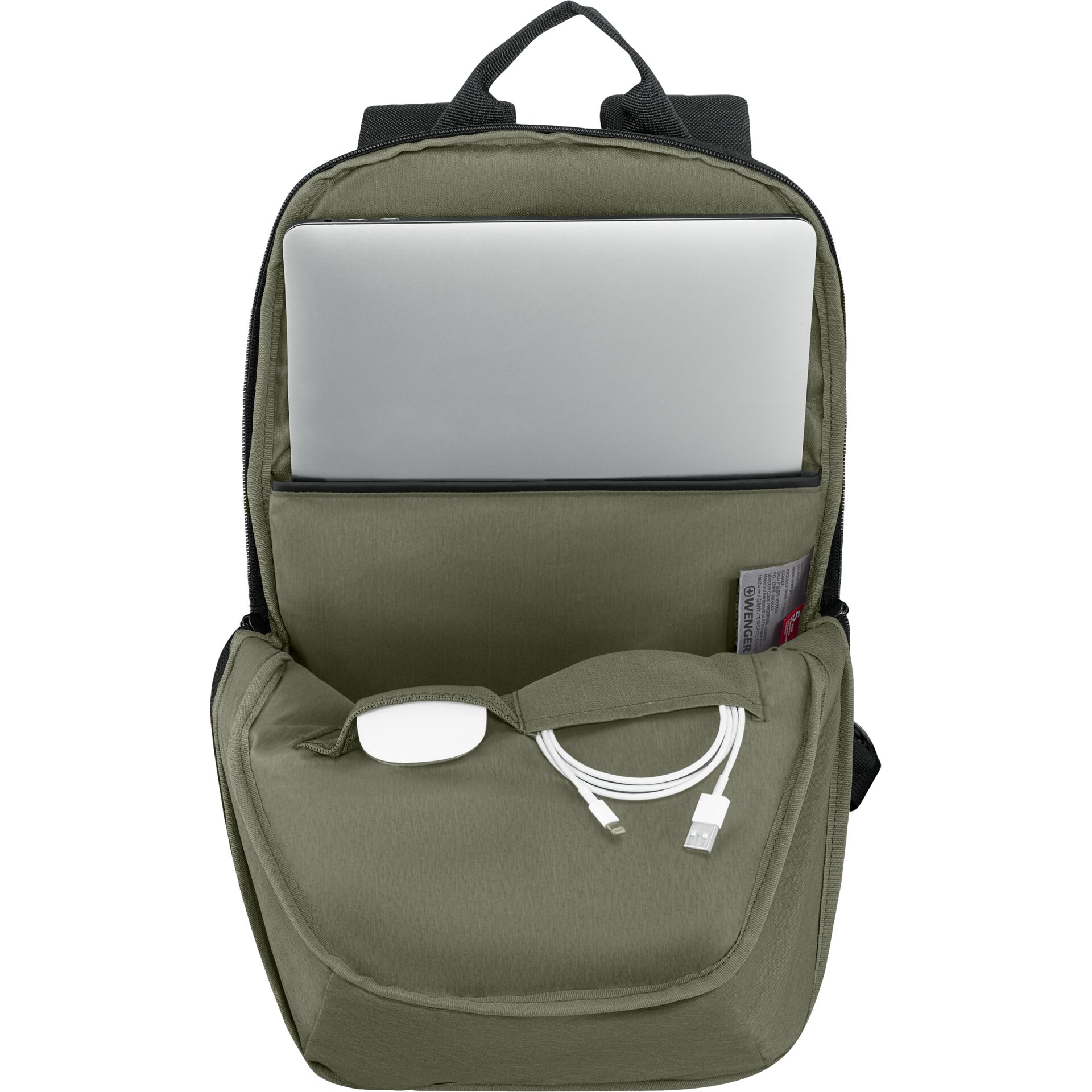 Rucksack, Laptop-Hülle, Grün, Ladekabel, Vorderfach