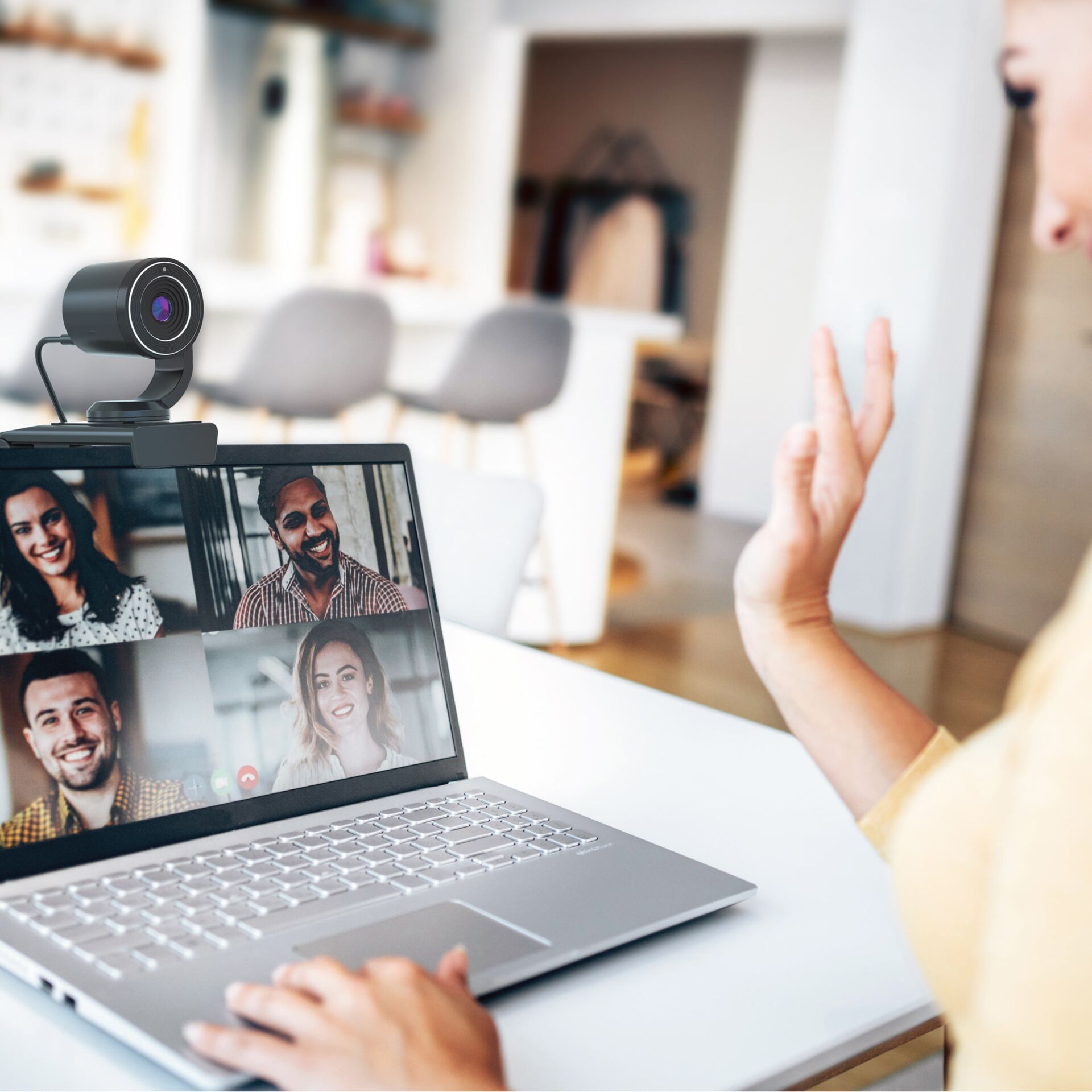 Computer-Tastatur, Laptop, Überwachen, Kopf, Gesicht