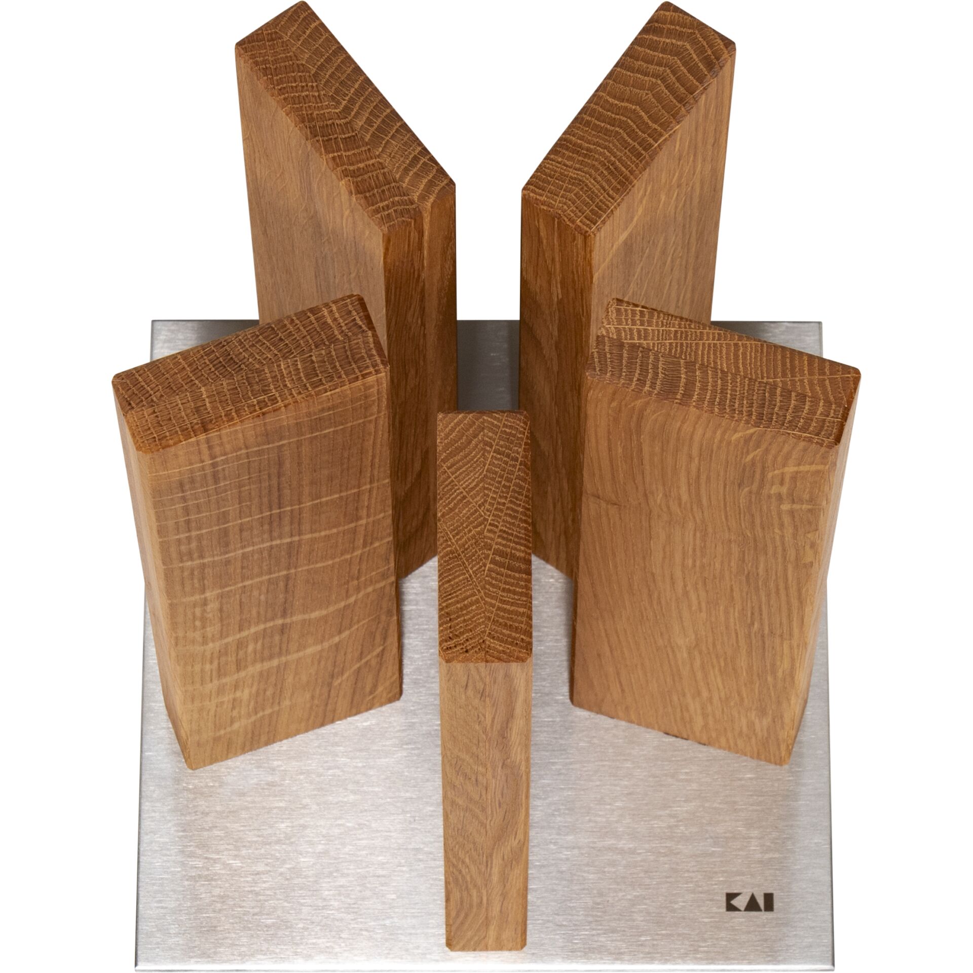 Holz, Blöcke, Skulptur aus Holz, Geometrisch, Metallbasis