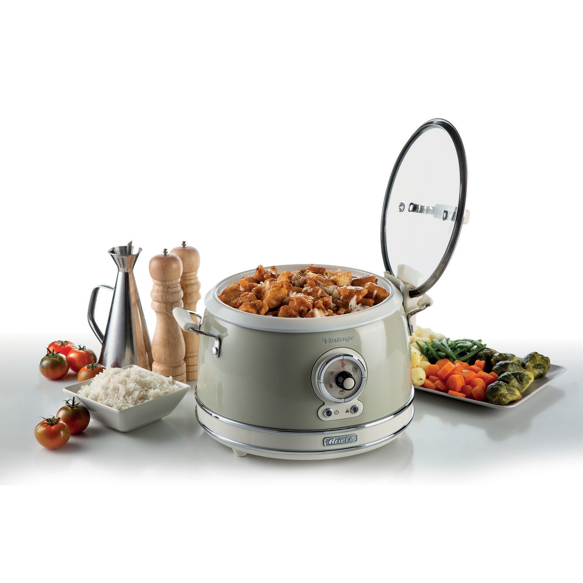 Slow cooker, Gekochtes Fleisch, Edelstahl, Glasdeckel, Küchengerät