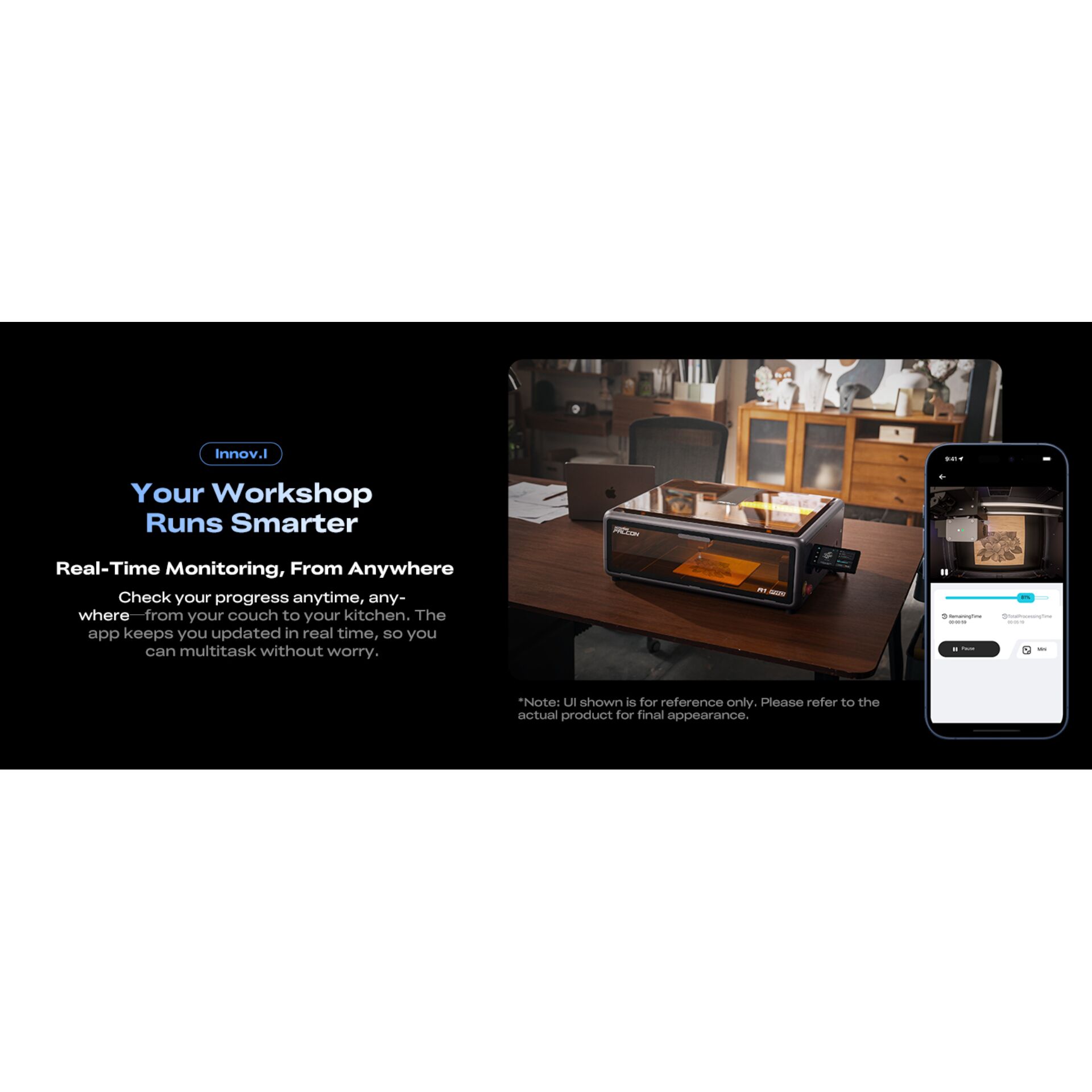 3D-Drucker, Schreibtisch-Setup, Überwachungs-App, Smart-Gerät, Arbeitsplatz