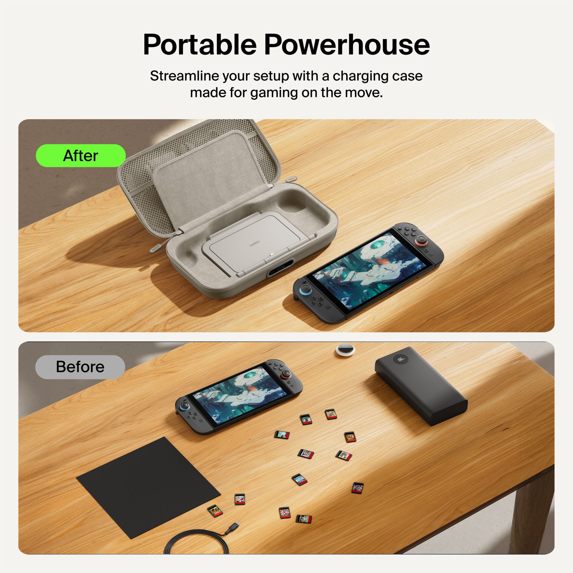 portabler, powerbank, gaming, hülle, dock