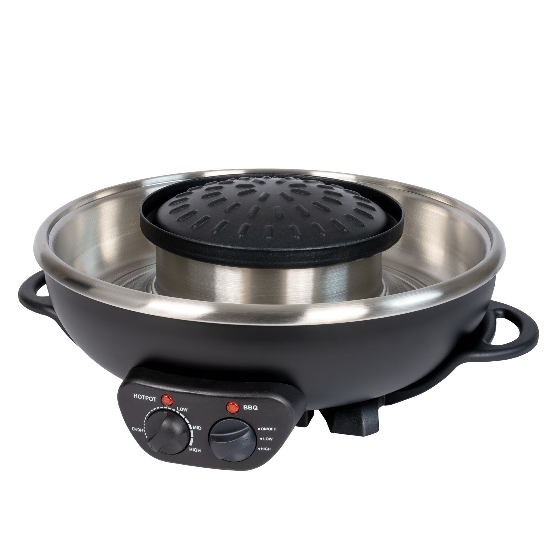 Elektrischer Grill, Tellergrill, Doppelkocher, Edelstahl, Grillplatte
