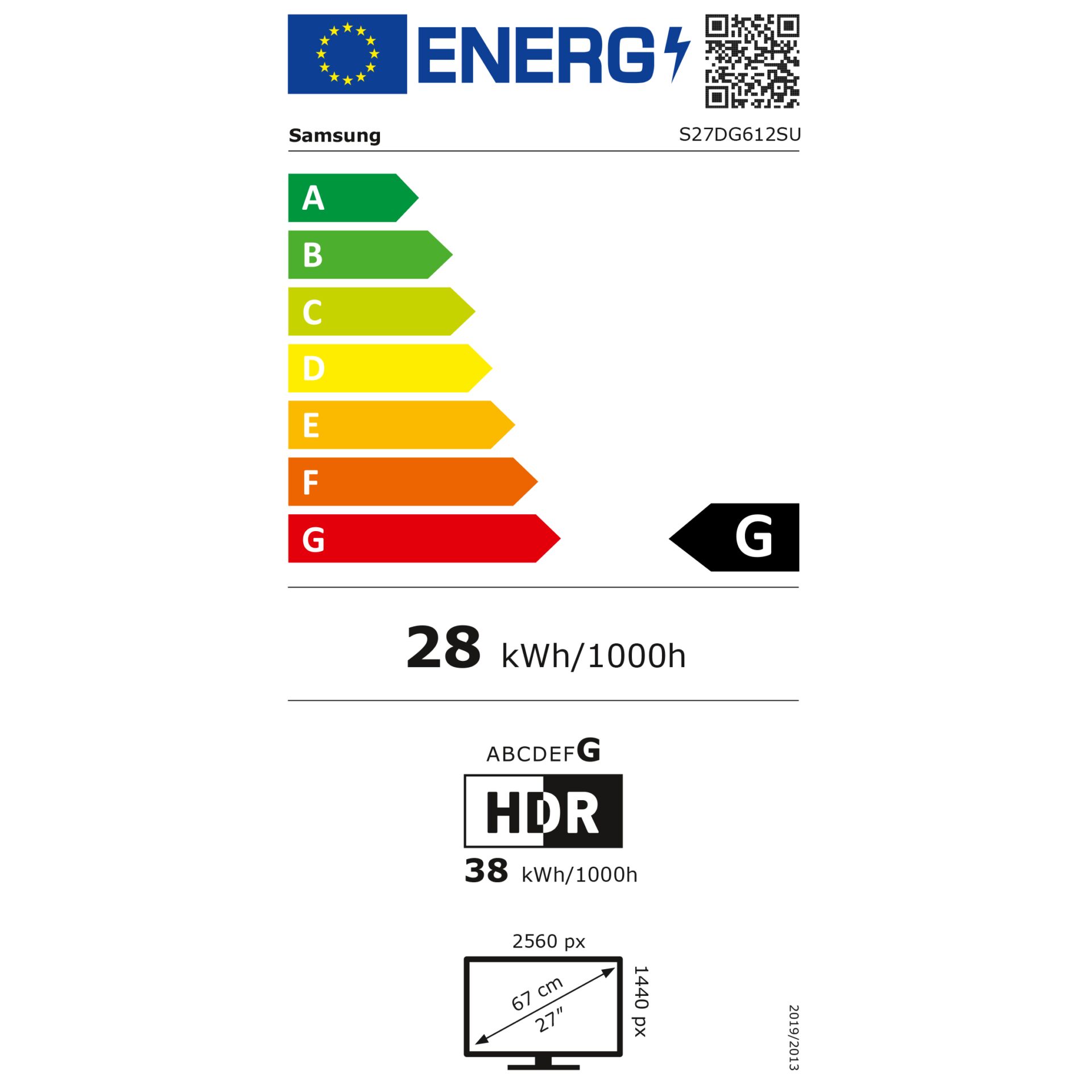 Samsung Odyssey OLED G6 S27DG612  S27DG612SU – Energieeffizienzklasse G