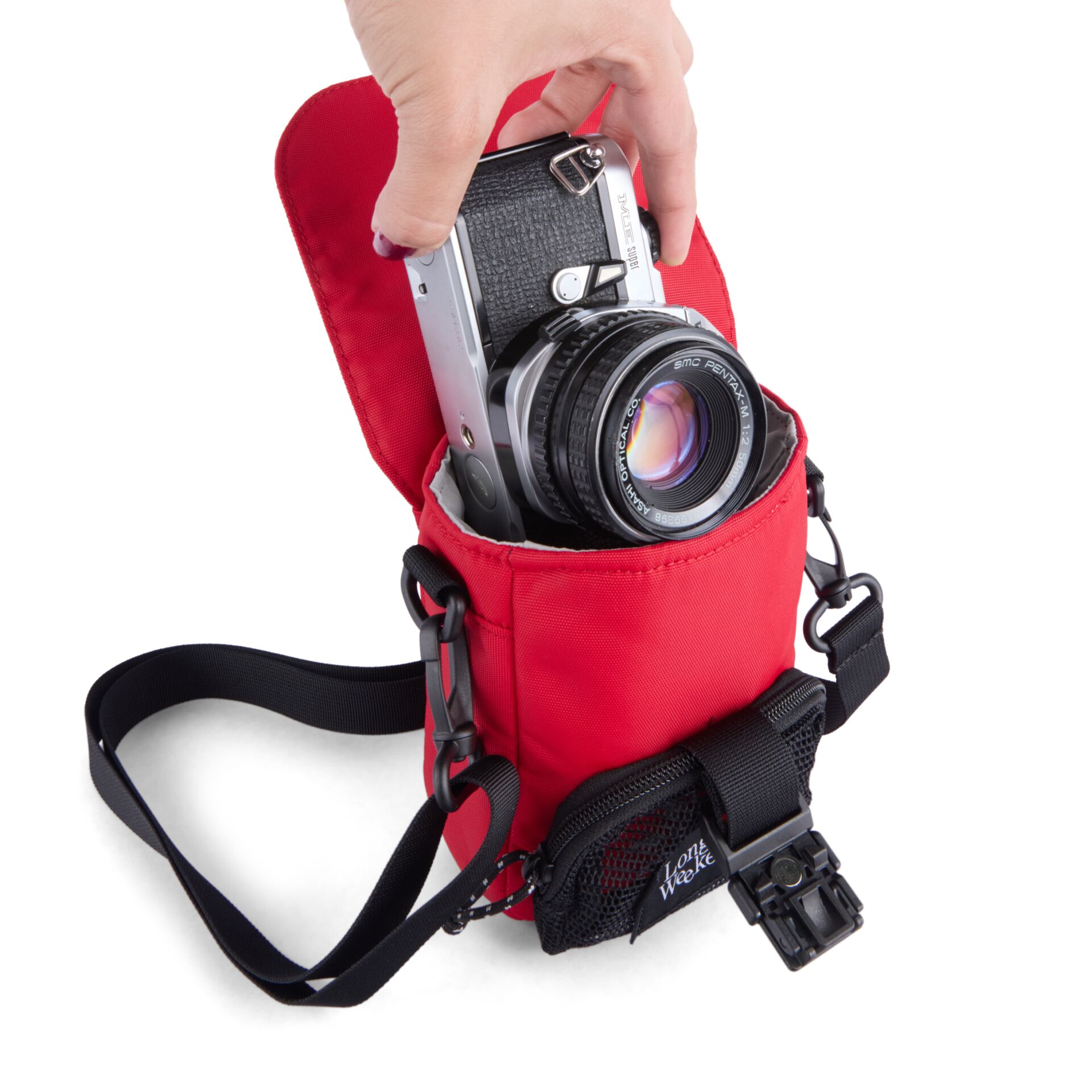 Kamera, Gürteltasche, Objektiv, Kompaktkamera, Rot