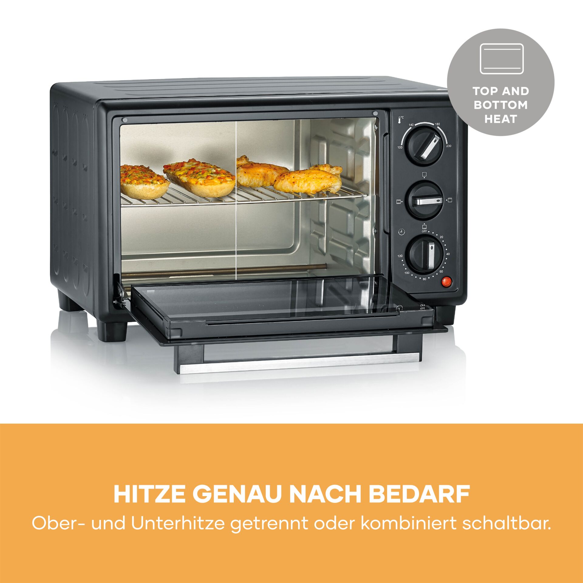 Backofen, Toaster-Backofen, Tor 2 Ebenen, Kompaktbackofen, Grillfunktion