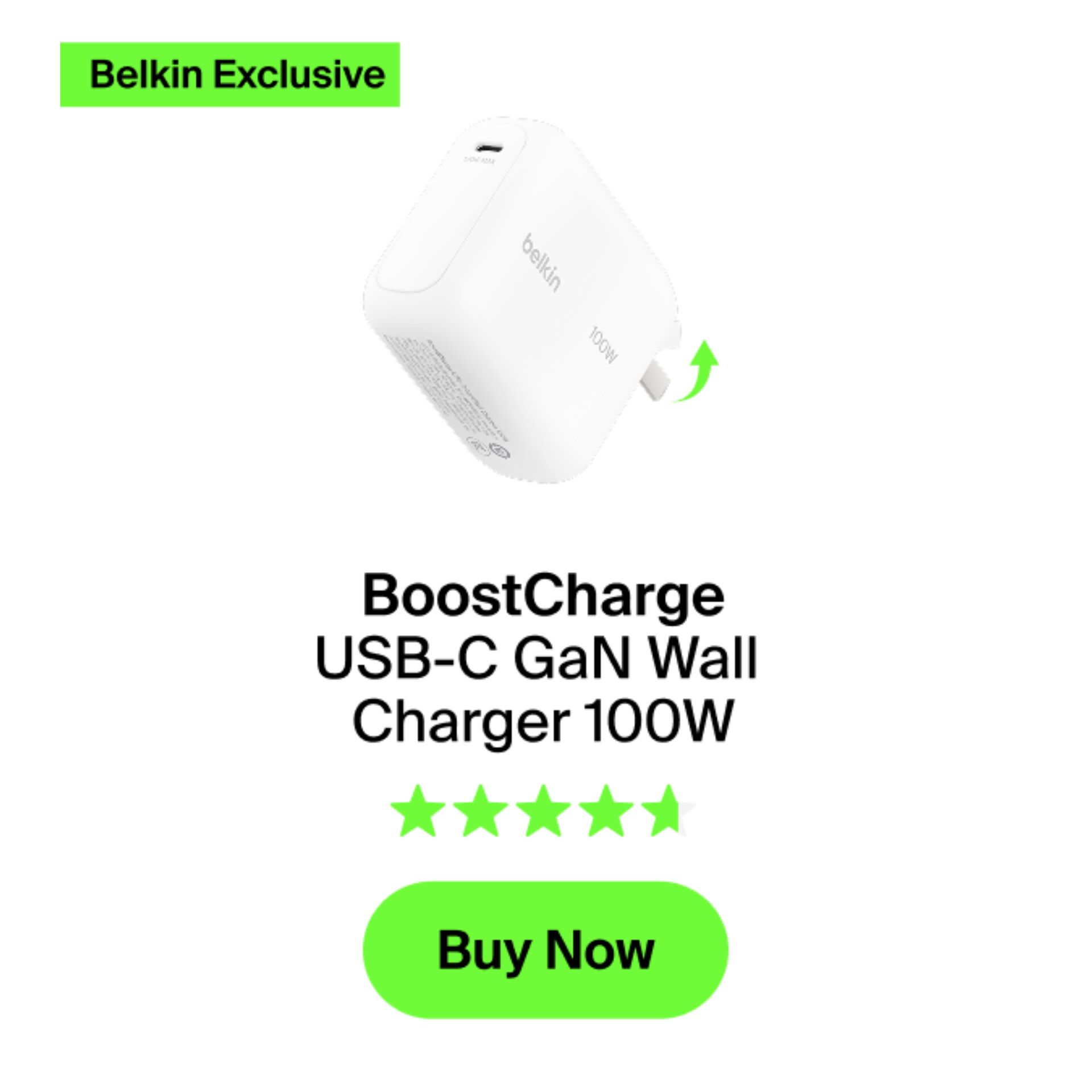 USB-C, GaN, Wandladegerät, 100W, Weiß