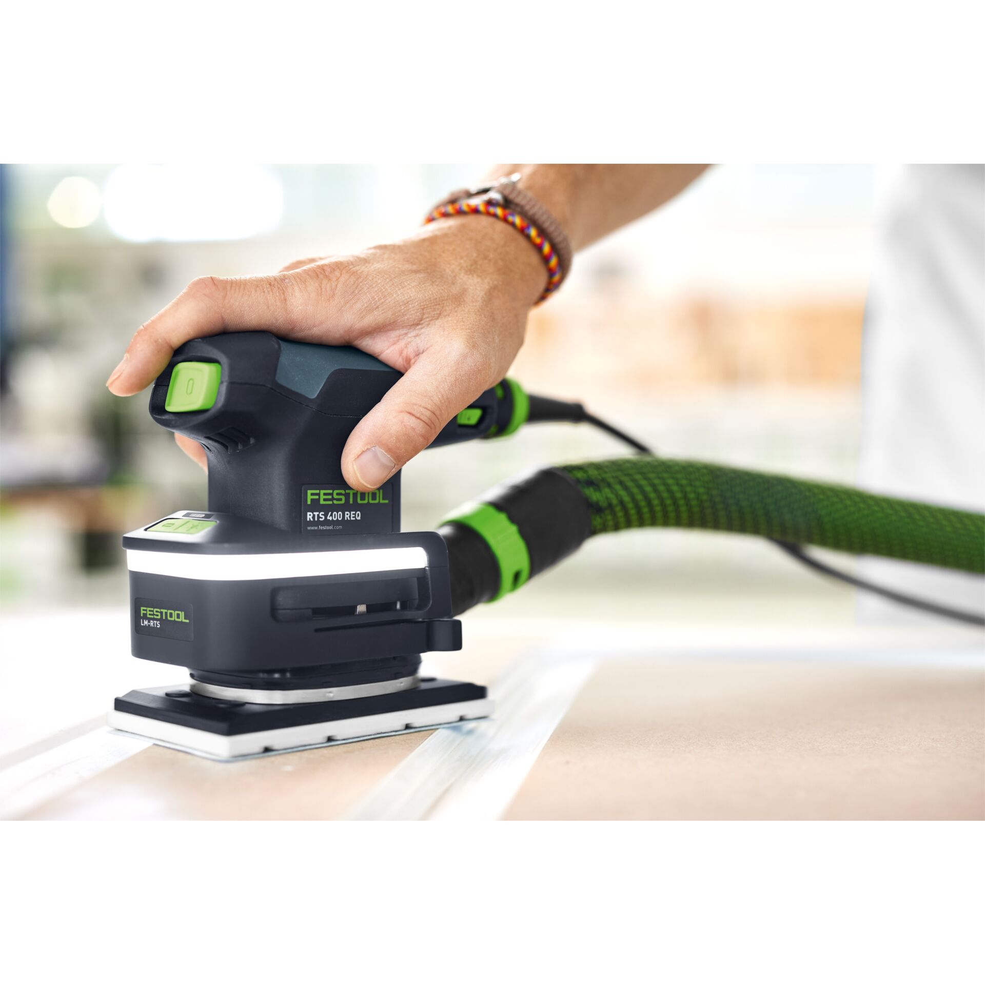 Exzenterschleifer, Akku, Vorgangsmaterial, Grün, Festool RTS 400 REQ