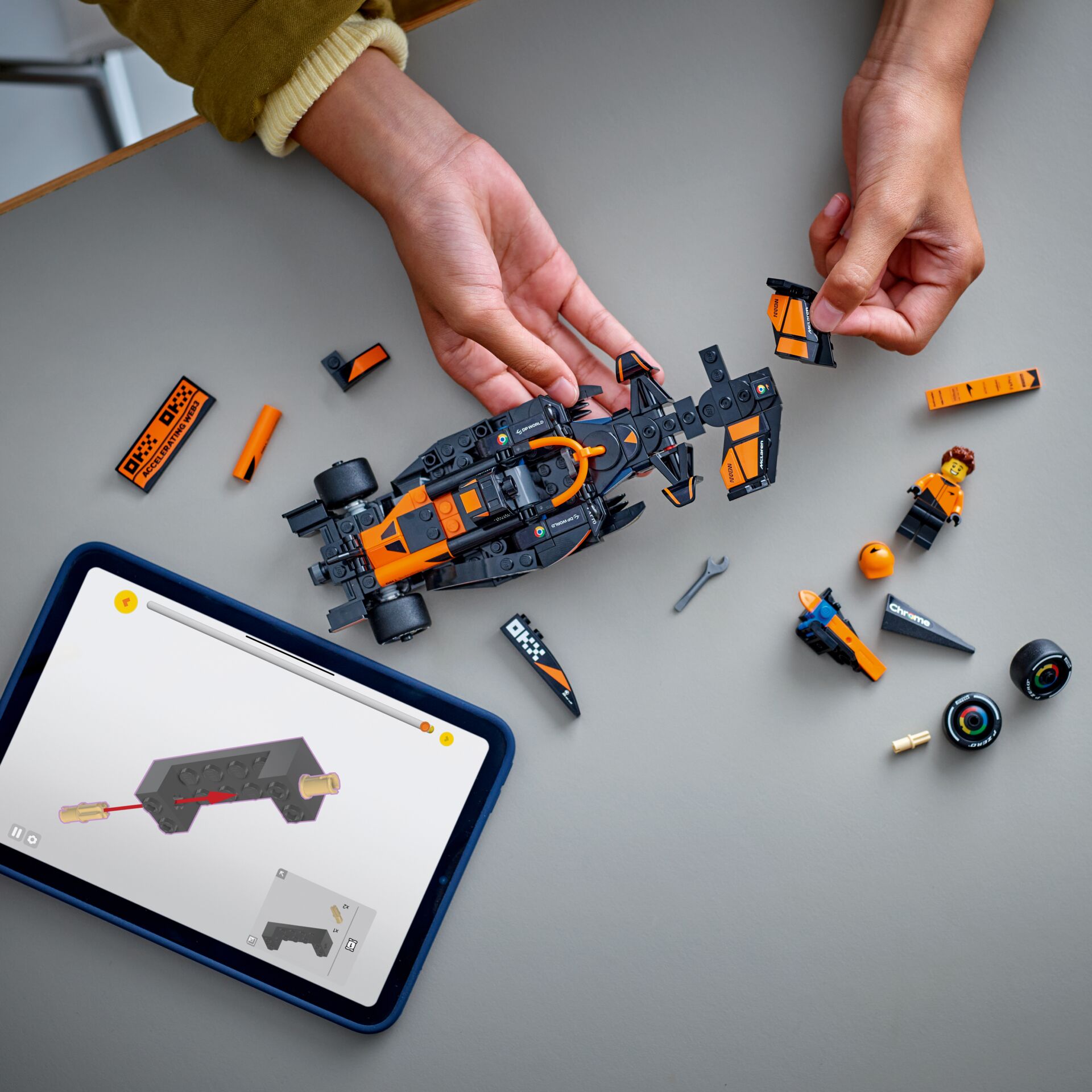 Lego, Konstruktion, Rennwagen, Orange, Miniaturmodell