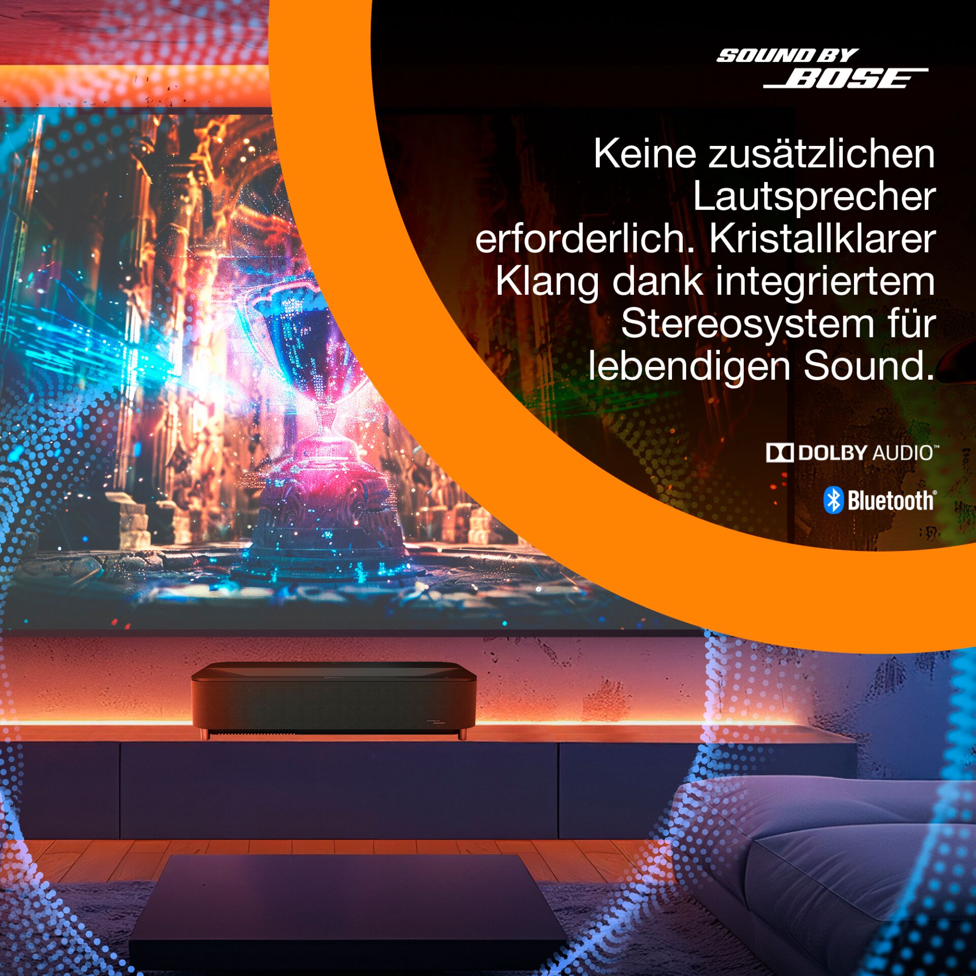 soundbar, Bluetooth, Dolby, Heimkino, unsichtbare Lautsprecher