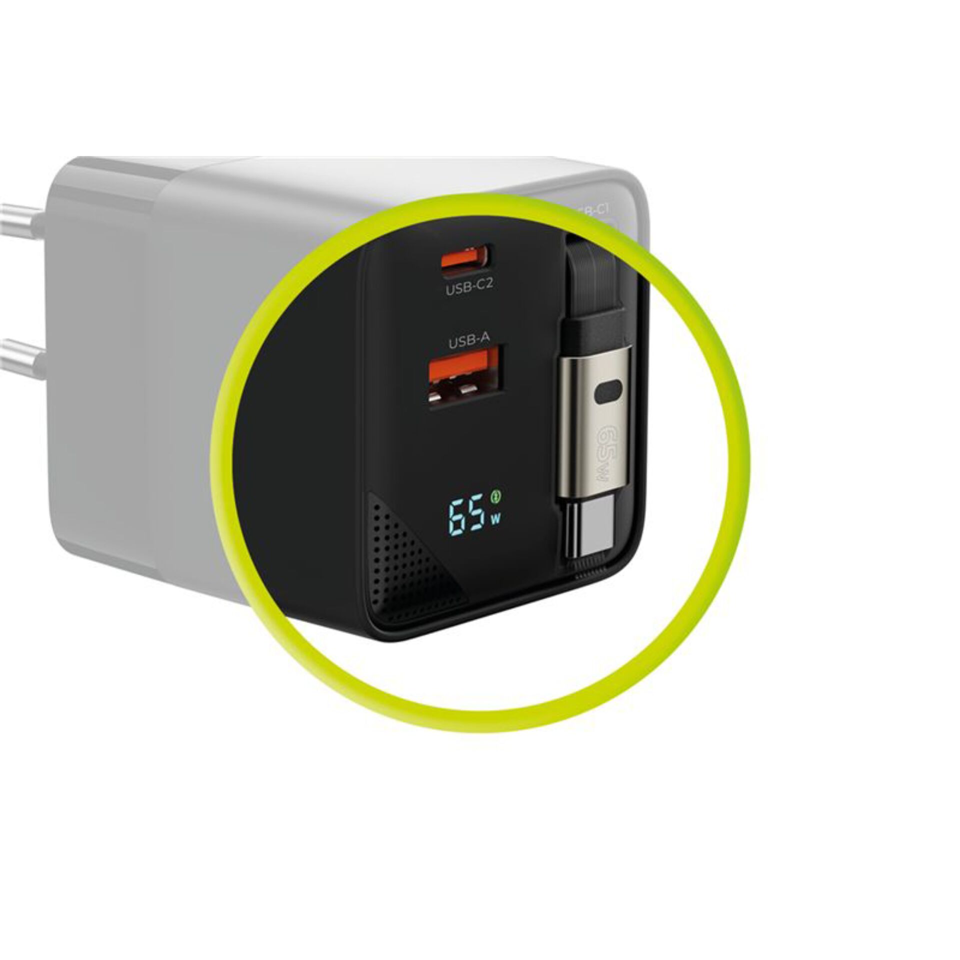USB-C, USB-A, Ladegerät, Hub, Anzeige