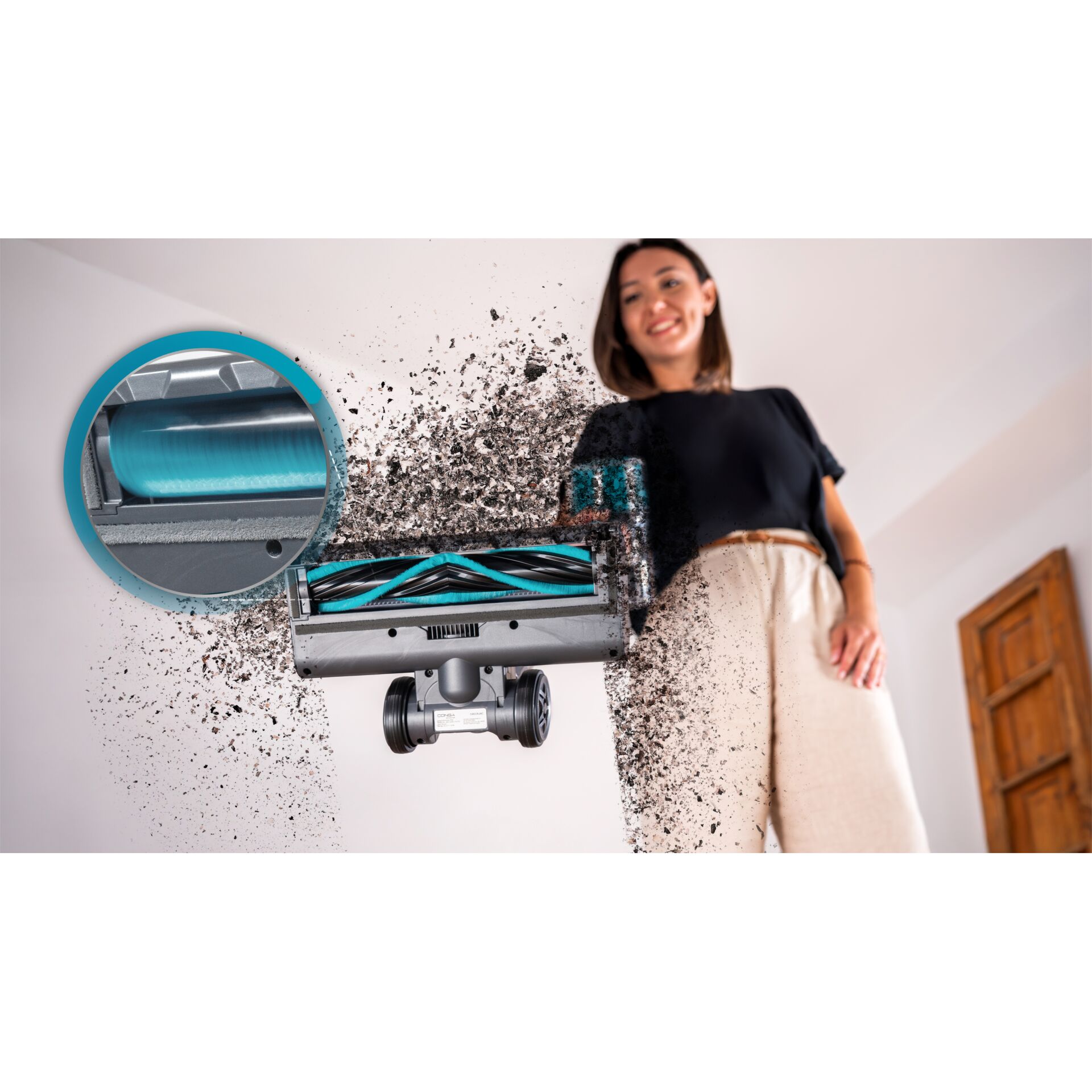staubsauger, Roboterstaubsauger, Staub, blaue Akzente, Zylinderwalze