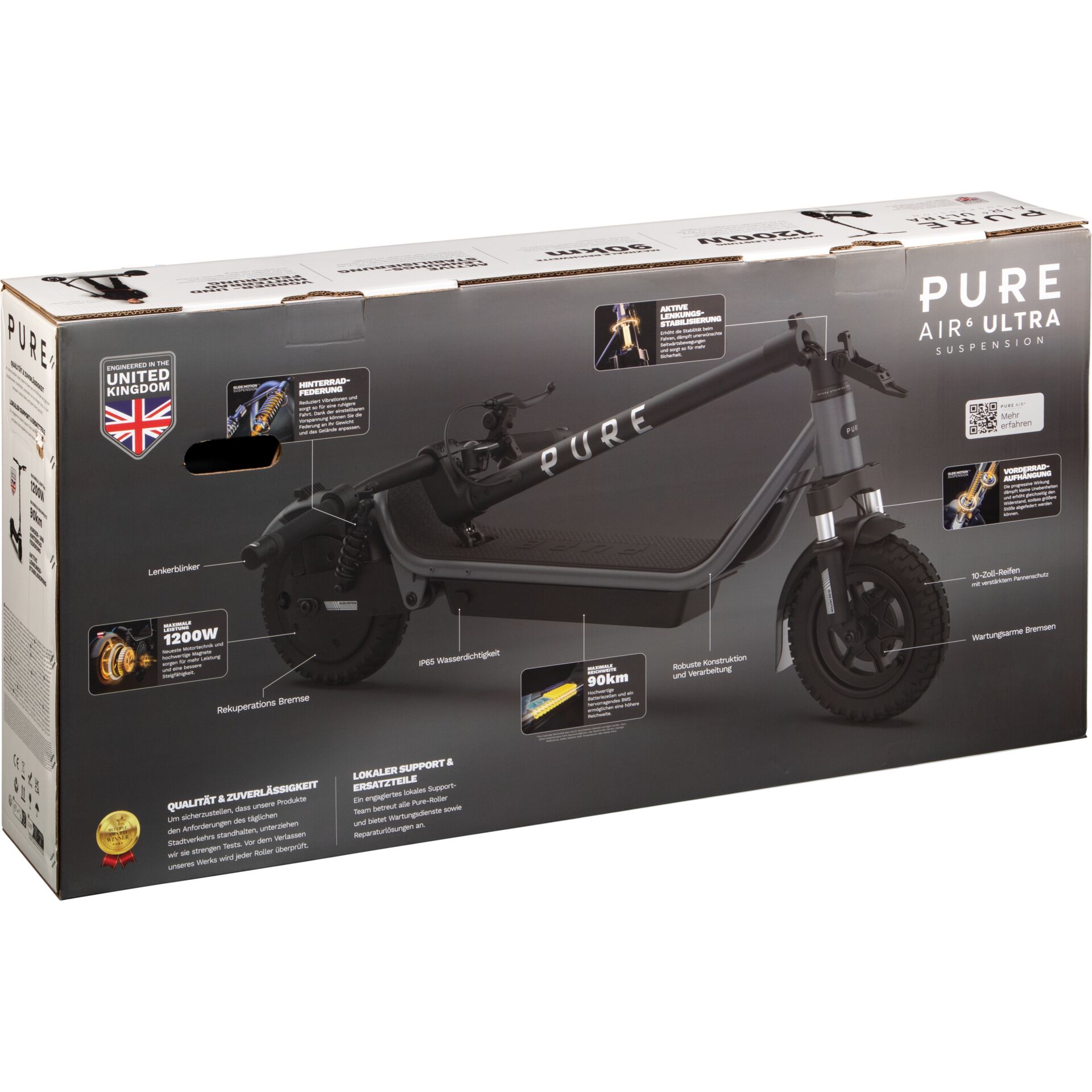 E-Scooter, Suspension, Großer Reifen, Schwarz, Foldable