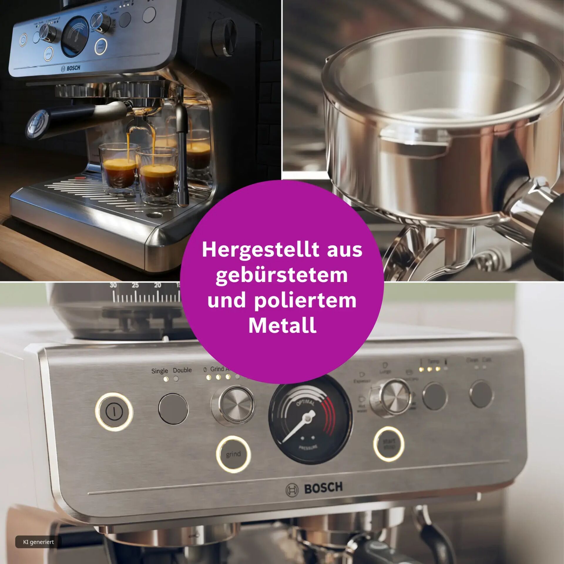 Kaffeemaschine, Espressomaschine, Edelstahl, Brühgruppe, Metall