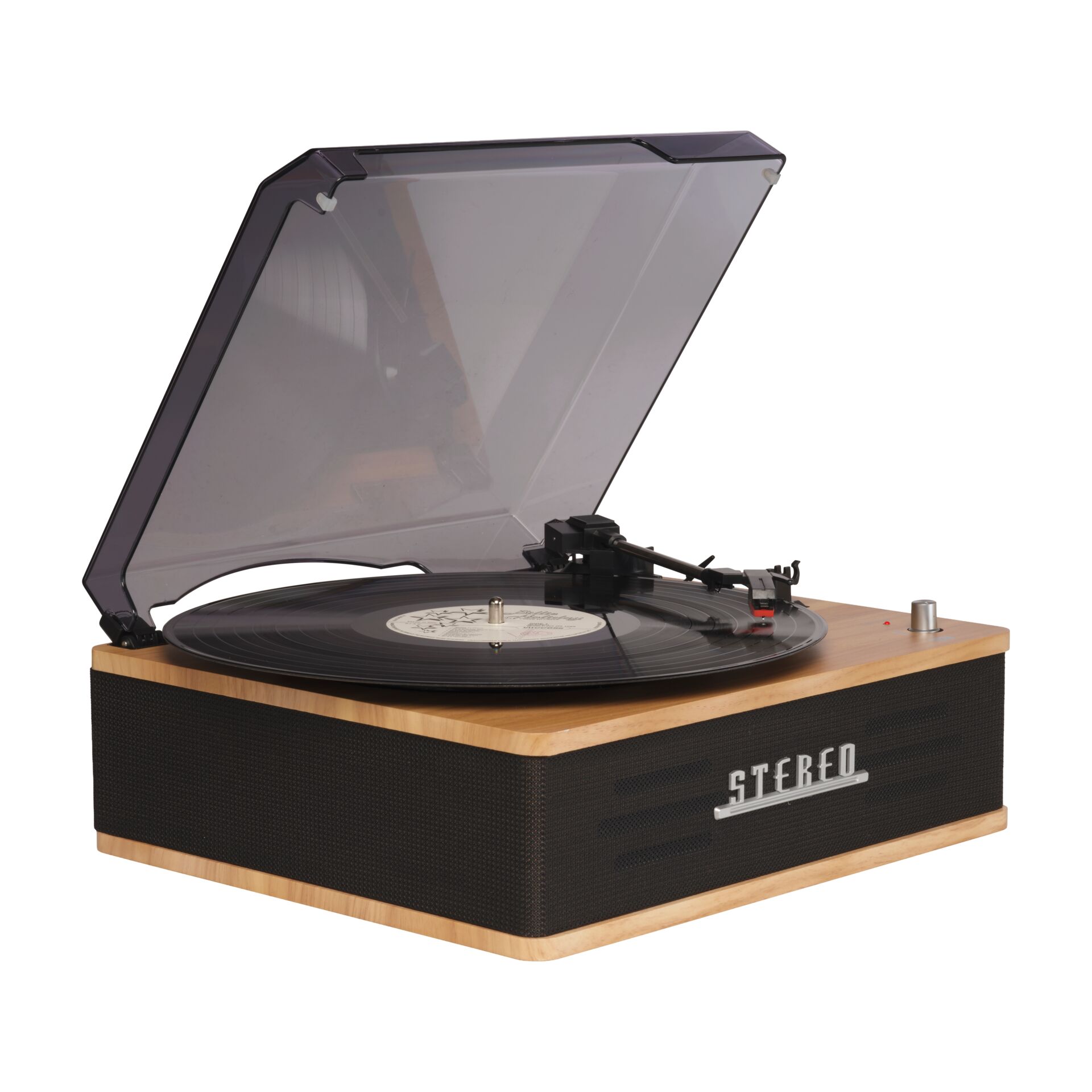 Plattenspieler, Vinyl, Turntable, Holzgehäuse, Schwarz