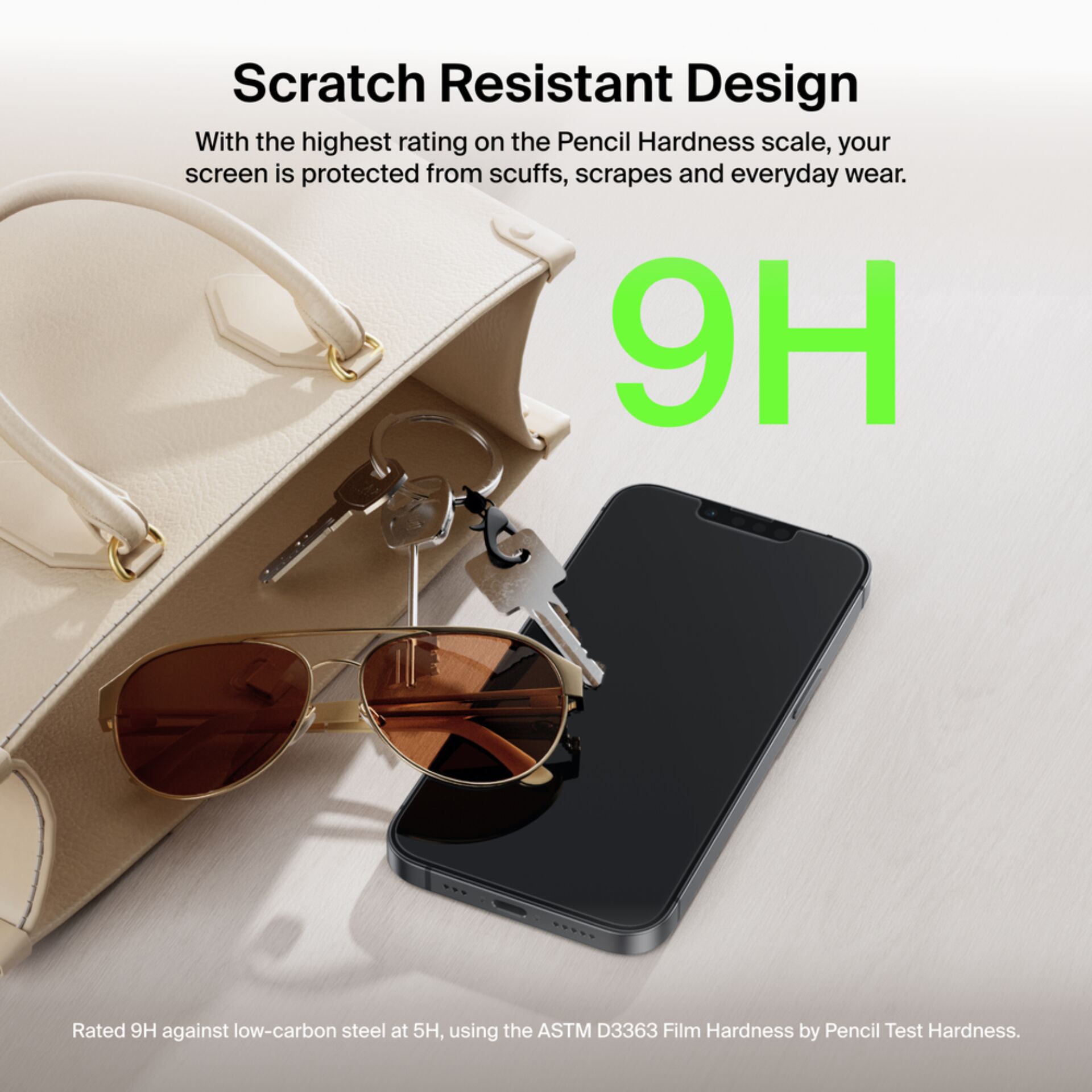 9H, scratch-resistant, Bildschirmfolie, Telefon, Brille, Schlüssel, Tasche