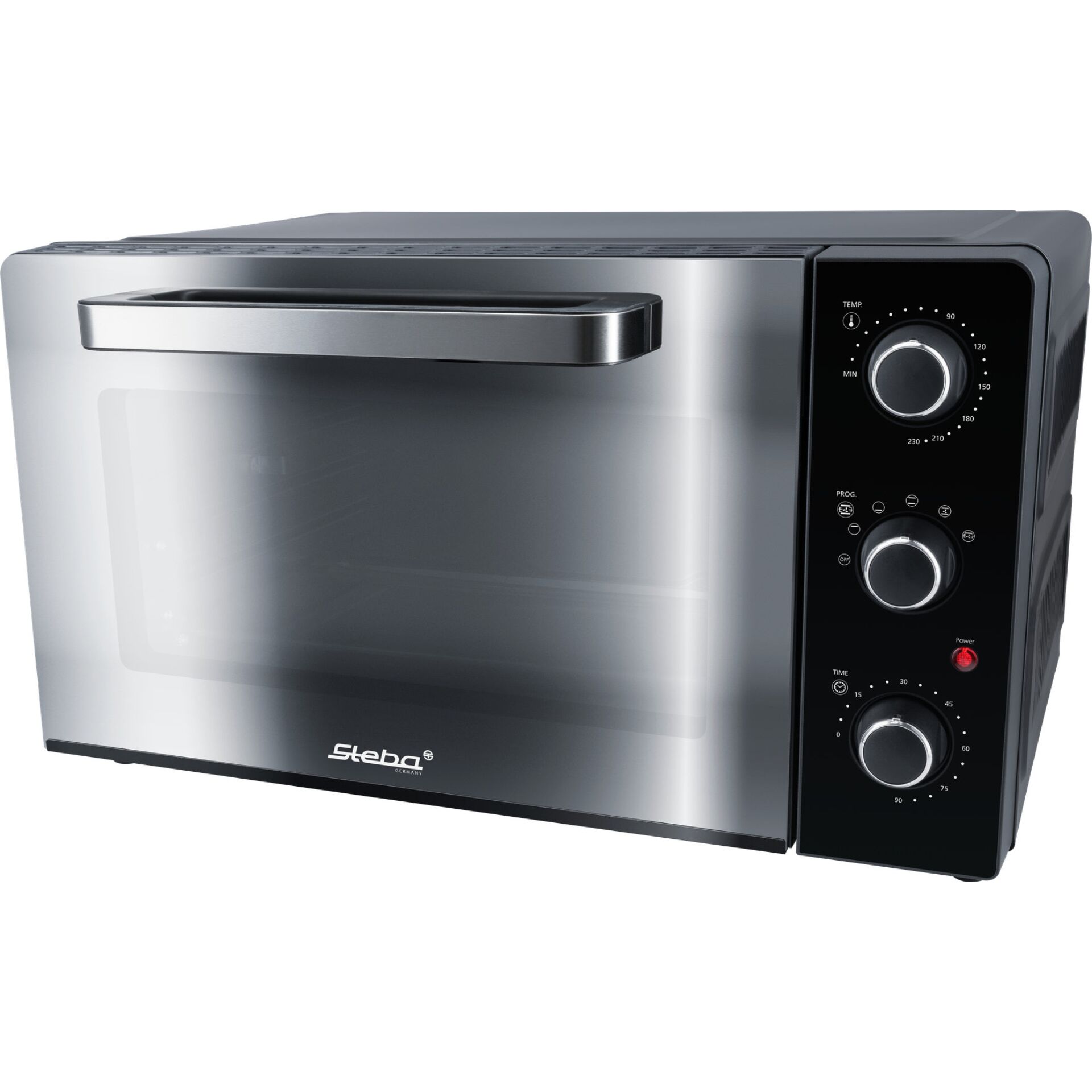 Backofen, Toaster, Edelstahl, Schwarz, Drehknöpfe