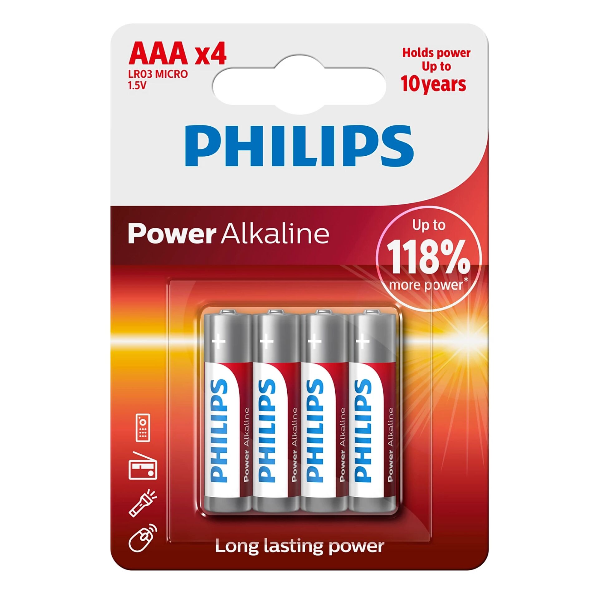 1x4 Philips Power Alkaline AAA  Batterie