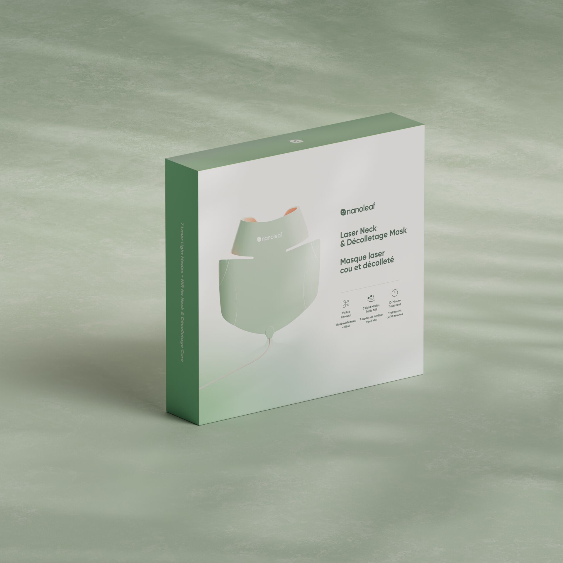 Laser-Nackenmaske, Dekolleté-Maske, Hautpflegegerät, Grün, LED-Lichttherapie