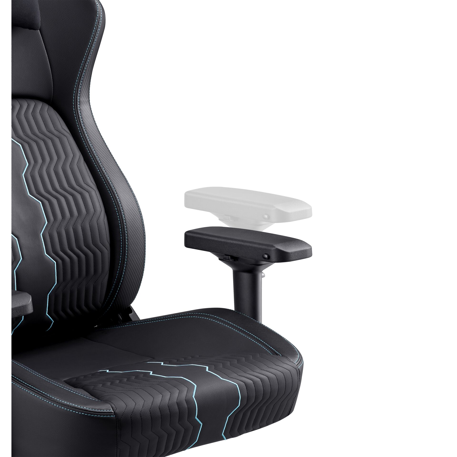 Gaming-Stuhl, ergonomischer Stuhl, Sitzmuster, blaue Naht, verstellbare Armlehne