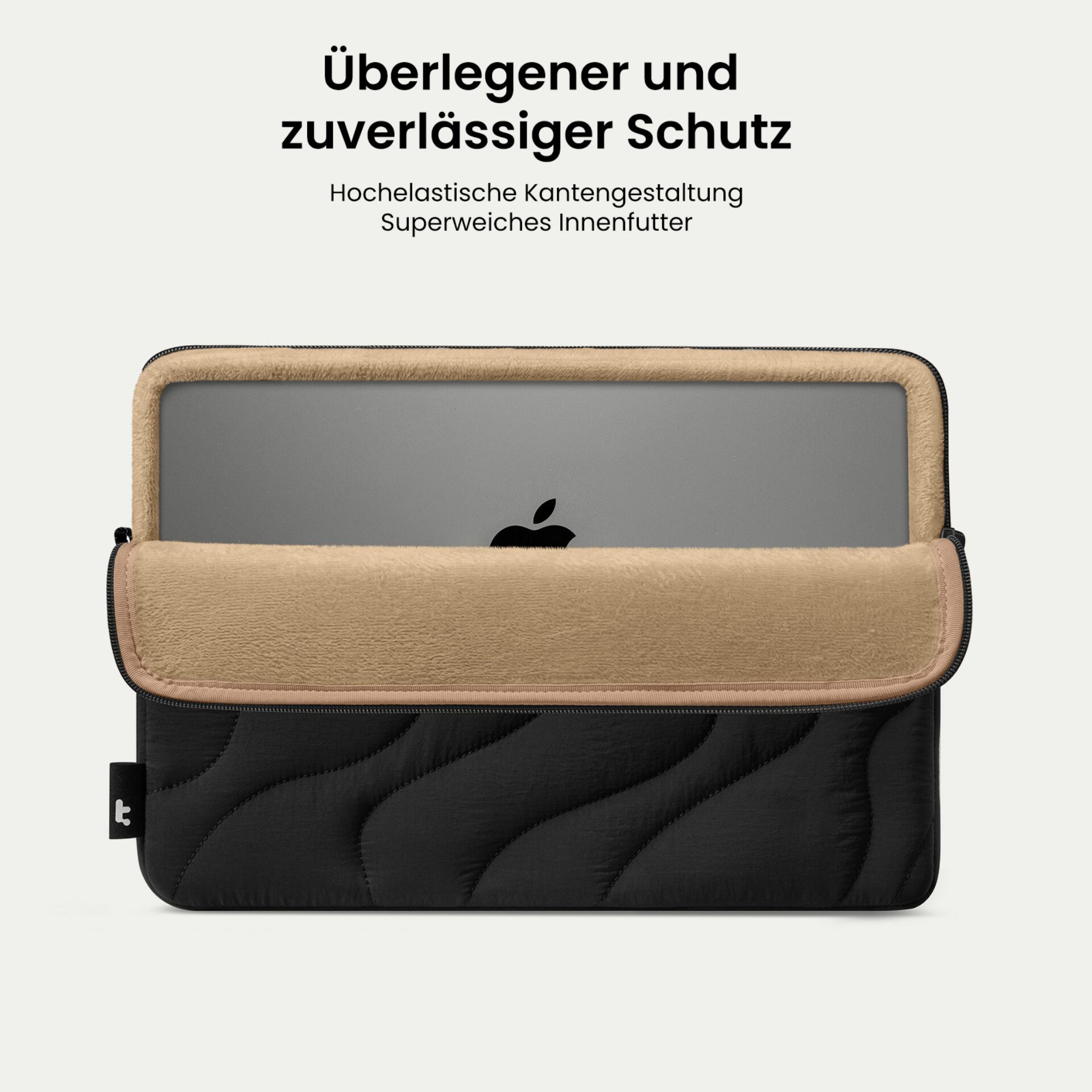 Laptoptasche, Neoprenhülle, Tragetasche, Steppmuster, Reißverschlussfach