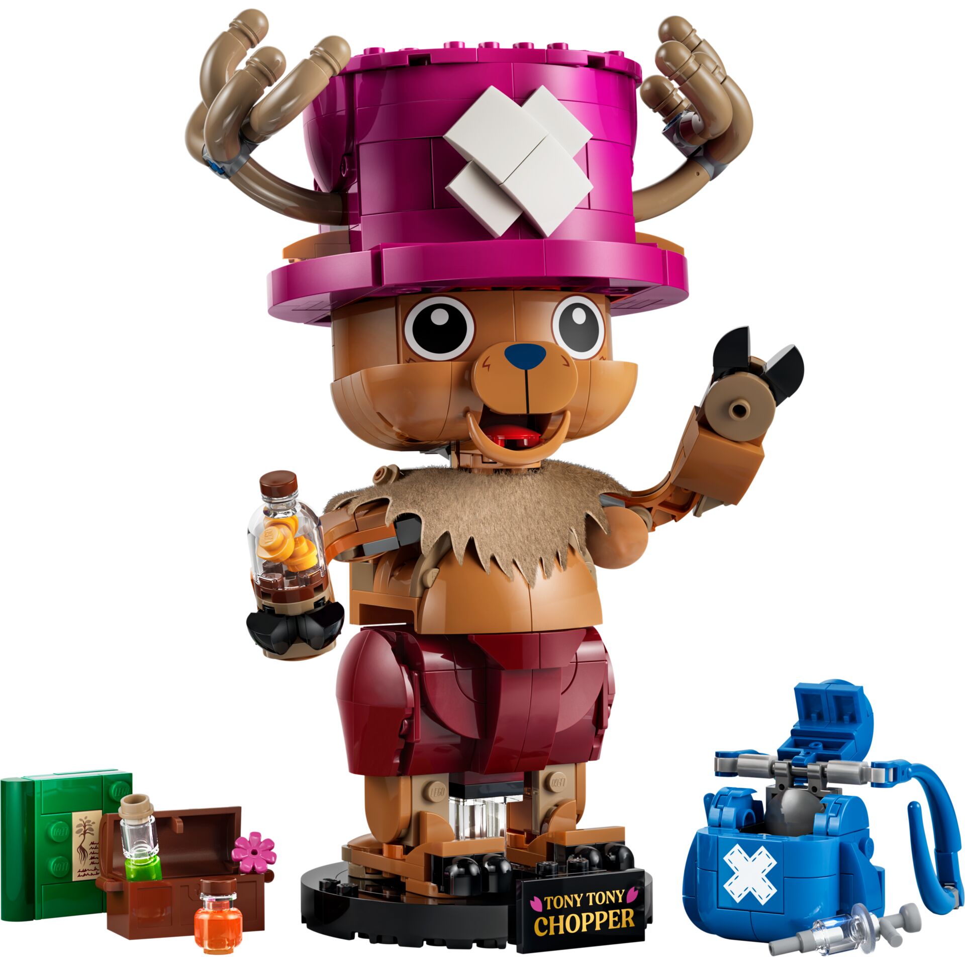LEGO Figur, Teddy-Bär, pinkster Hut, Geweih, Zubehör