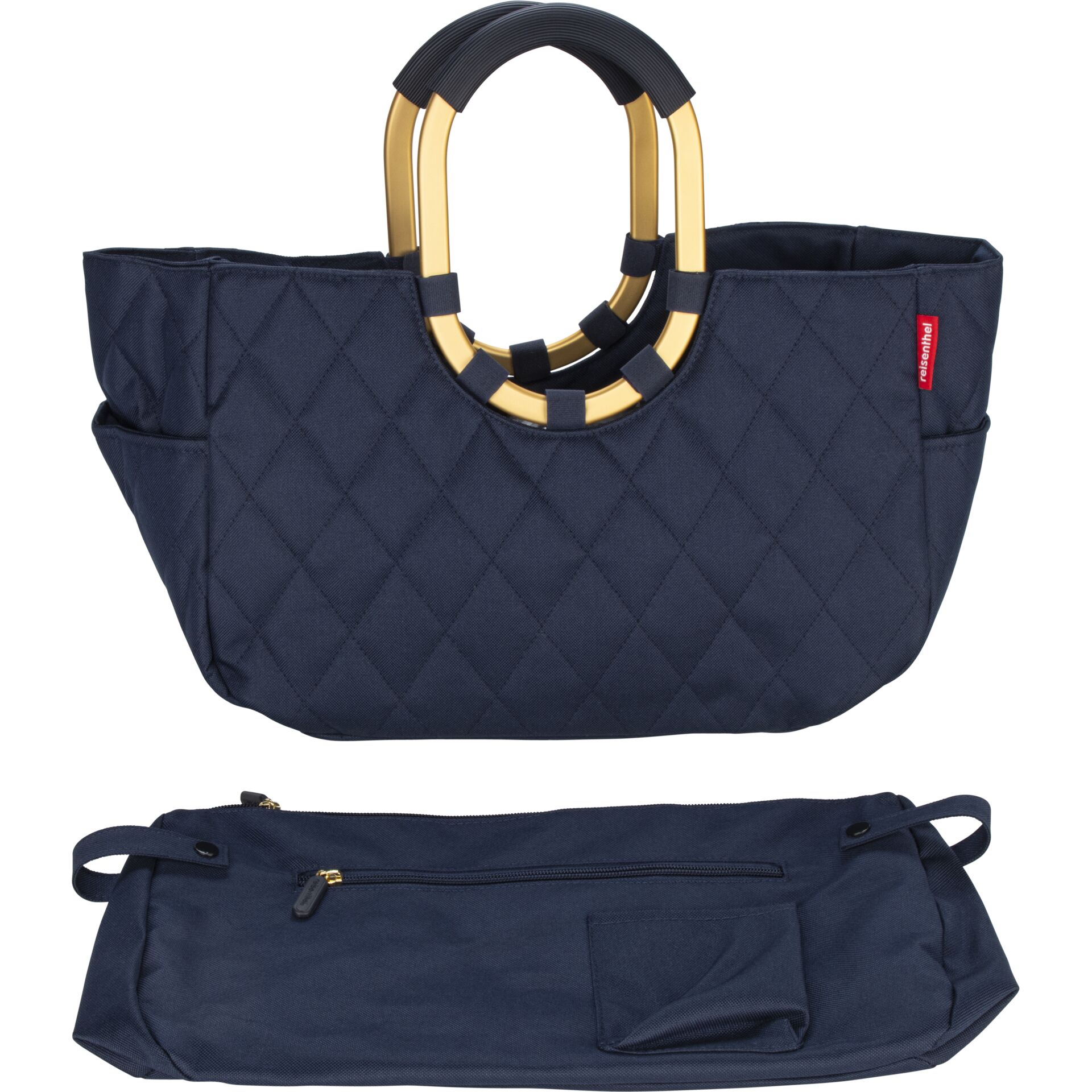 Tasche, Handtasche, Navy, Gequiltet, Ringgriffe