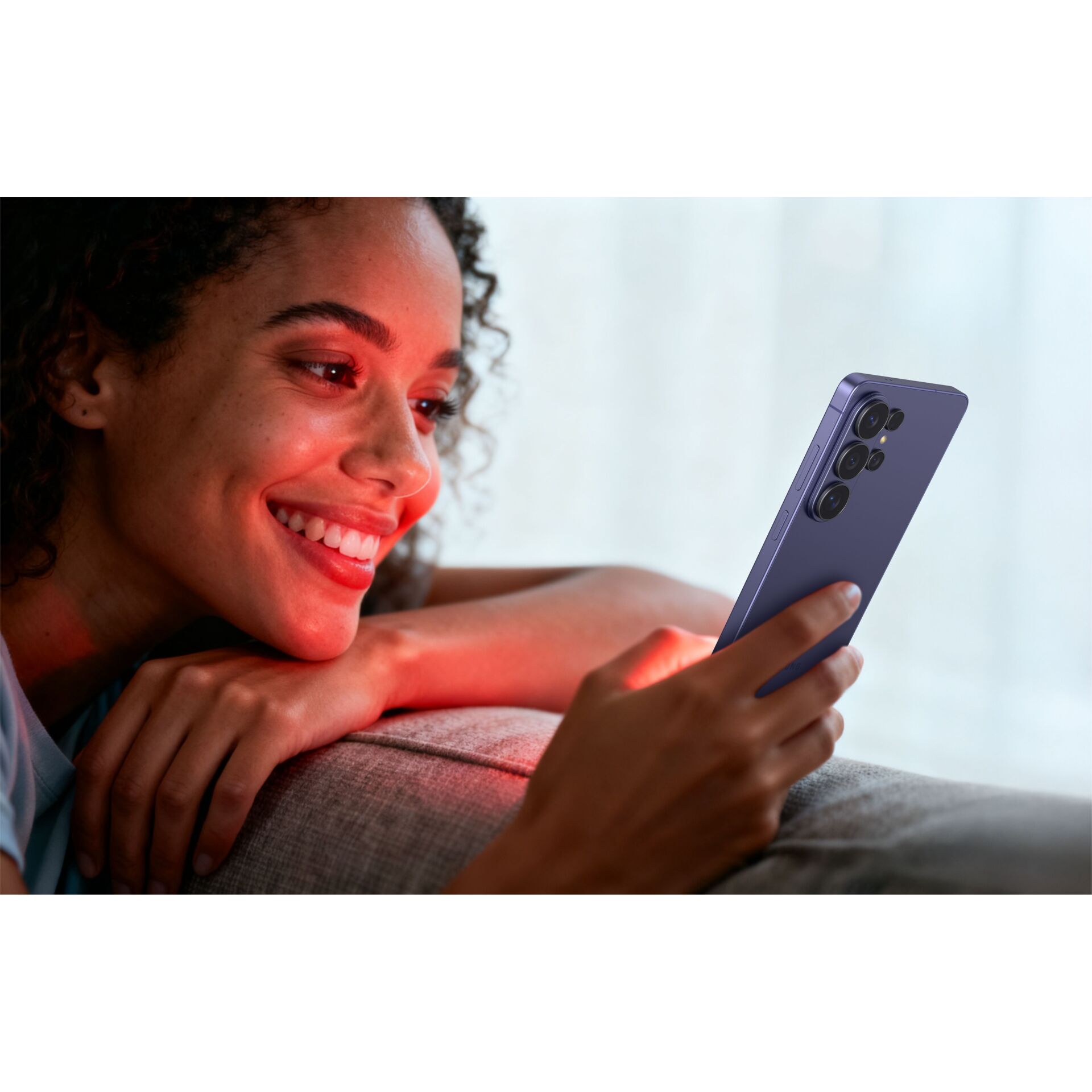 smartphone, quad-camera, violet, slim, mobile device