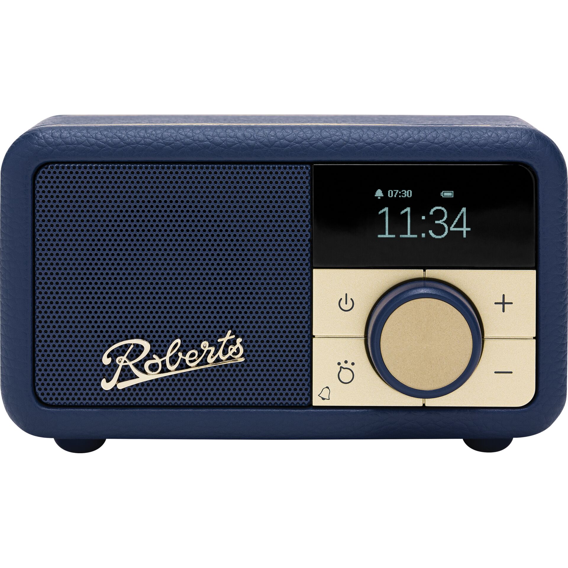 Bluetooth-Lautsprecher, tragbares Radio, Blau, Runder Knopf, Lederartige Textur