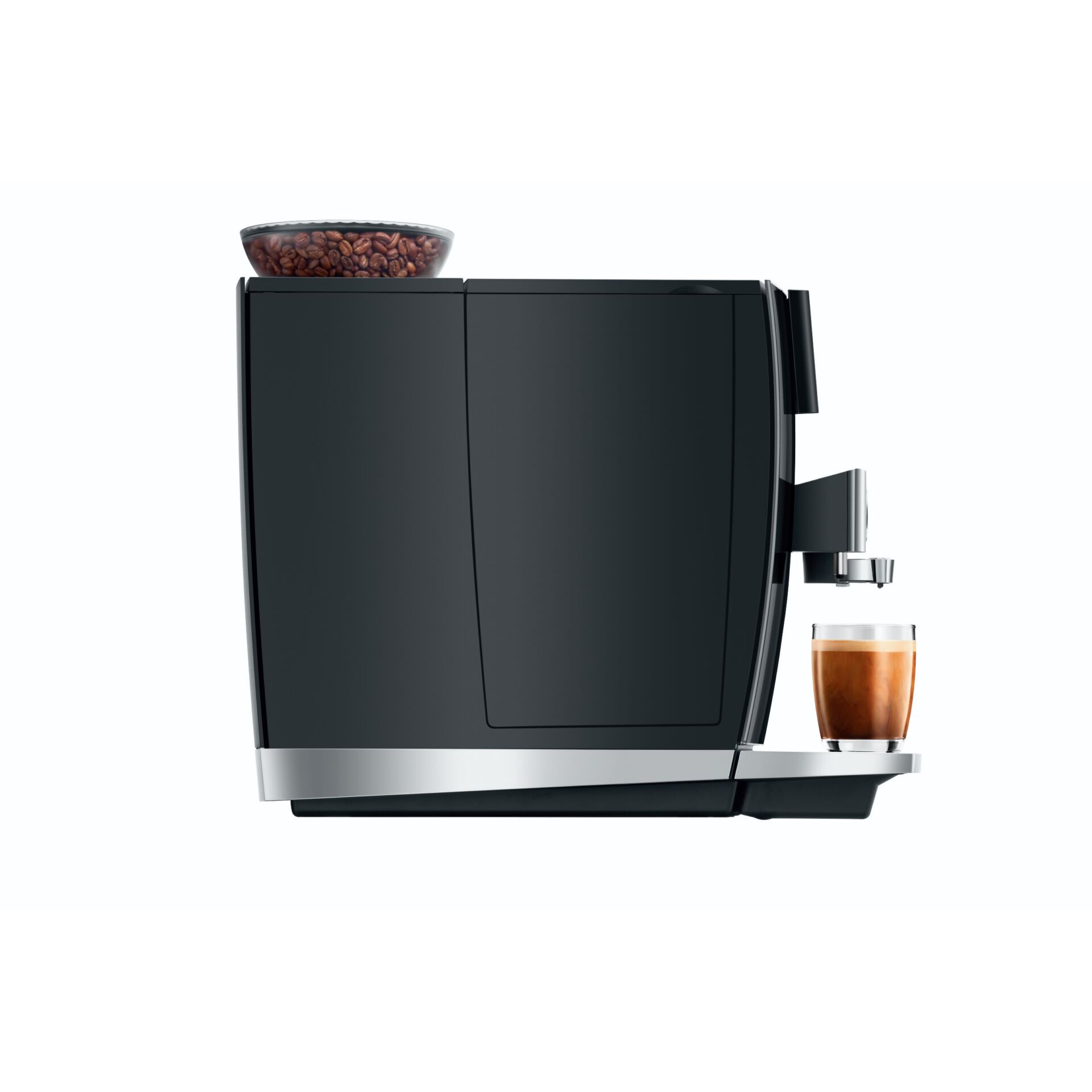 Kaffeemaschine, Kaffeevollautomat, Korpus schwarz, Wassertank, Espressoshot