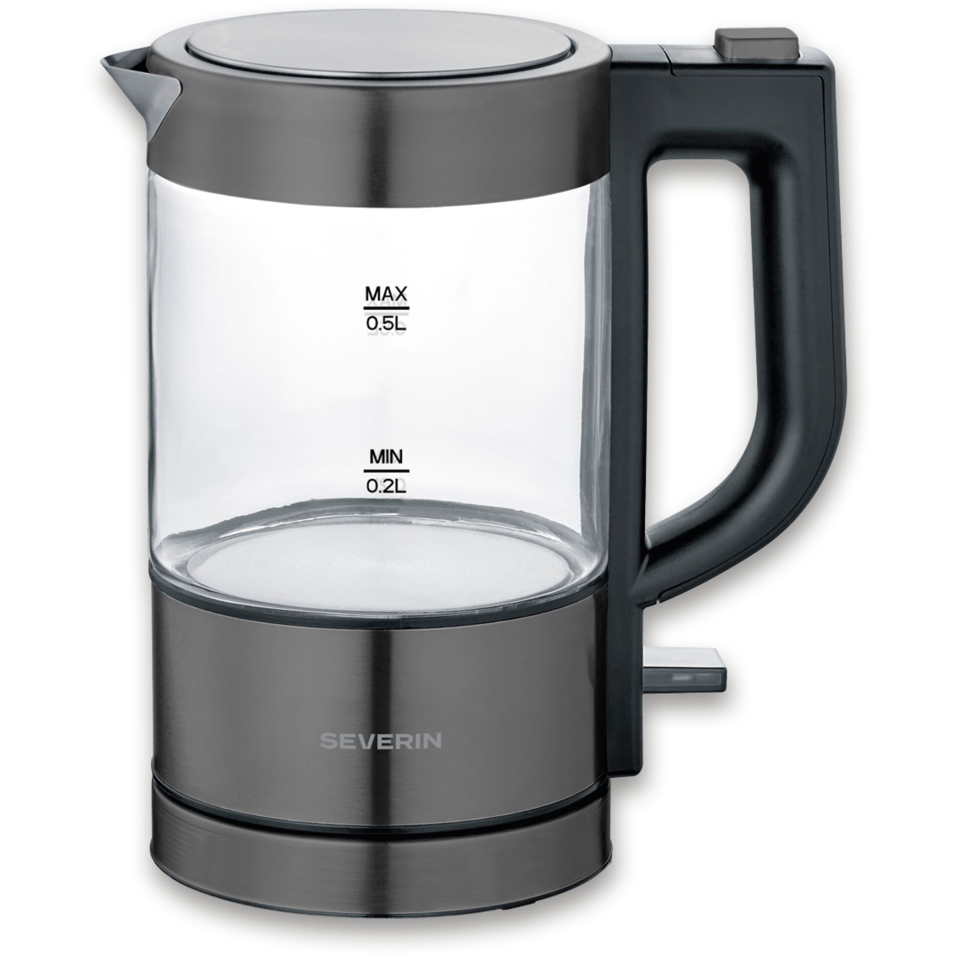 Kaffekanne, Glasbehälter, 0.5L Kapazität, Stahloptik, Severin Marke