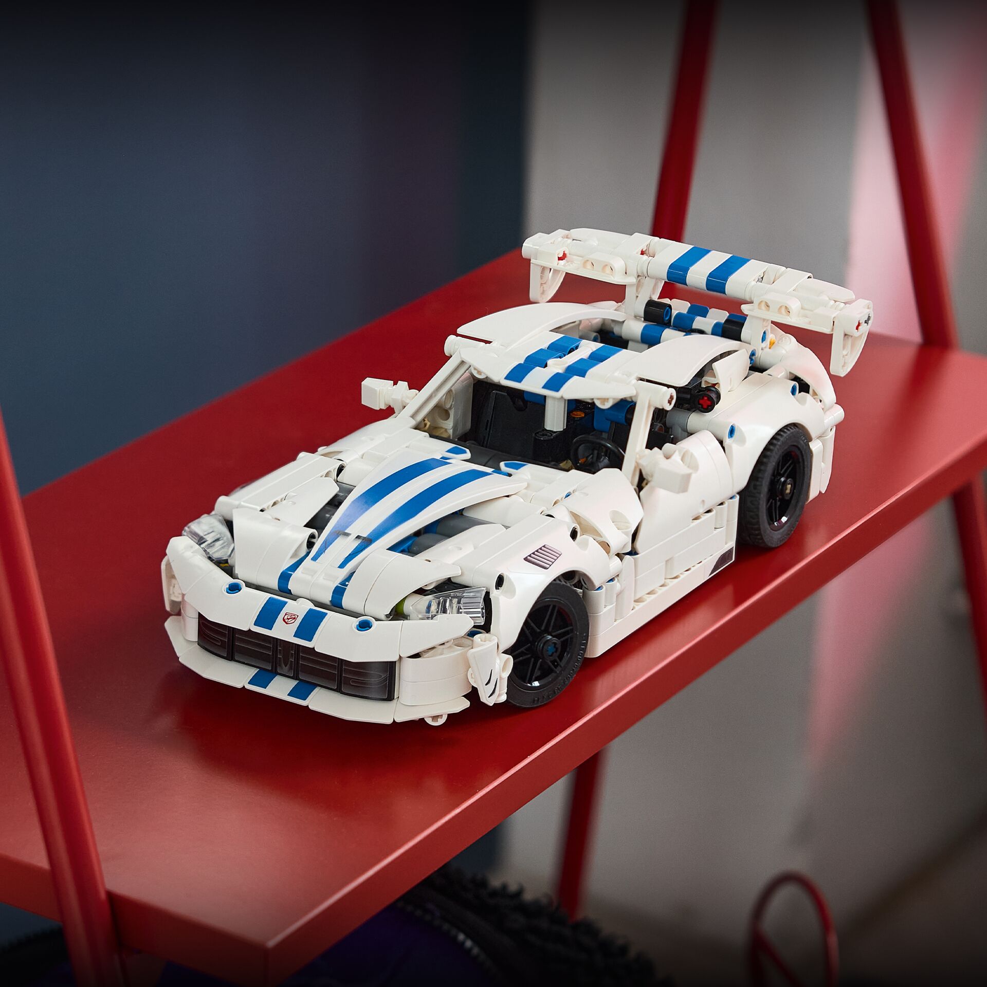 Lego, Konstruktion, Autosport, weiße Farbe, Blau accente