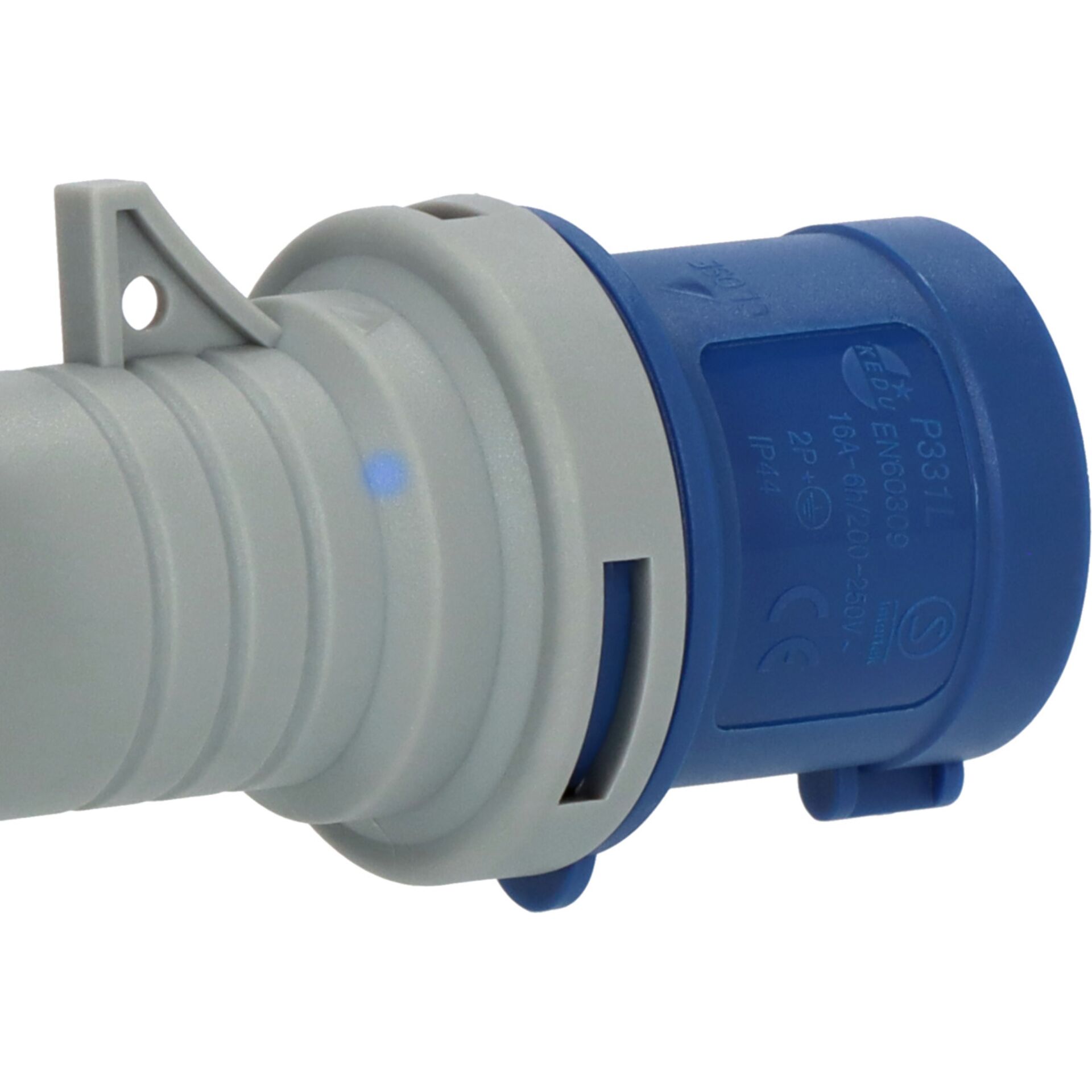 IEC-Stecker, Industrieanschluss, Blauer Deckel, Verschlusskrone, Rundsteckverbinder