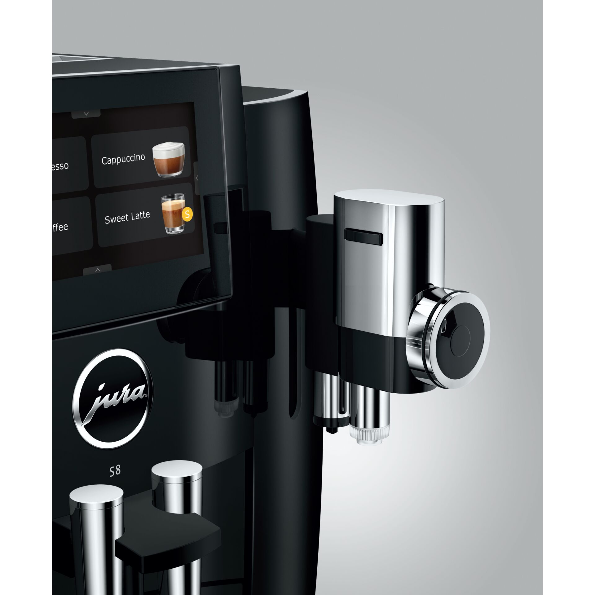 Espresso-Maschine, Kaffeezubereitung, Milchschaum, Chrom, Touchscreen