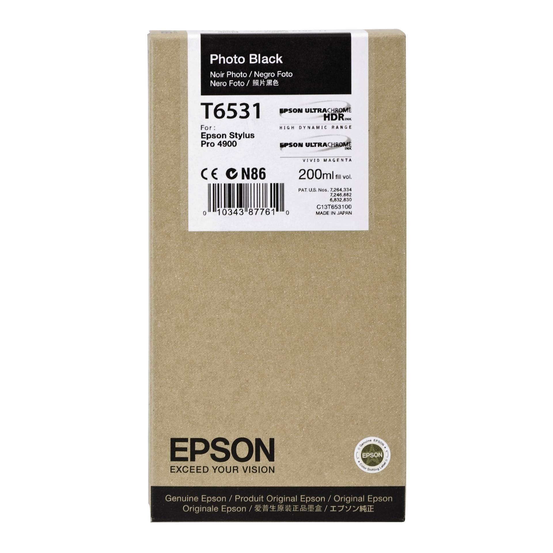 Epson Tintenpatrone photo  schwarz T 653 200 ml      T 6531