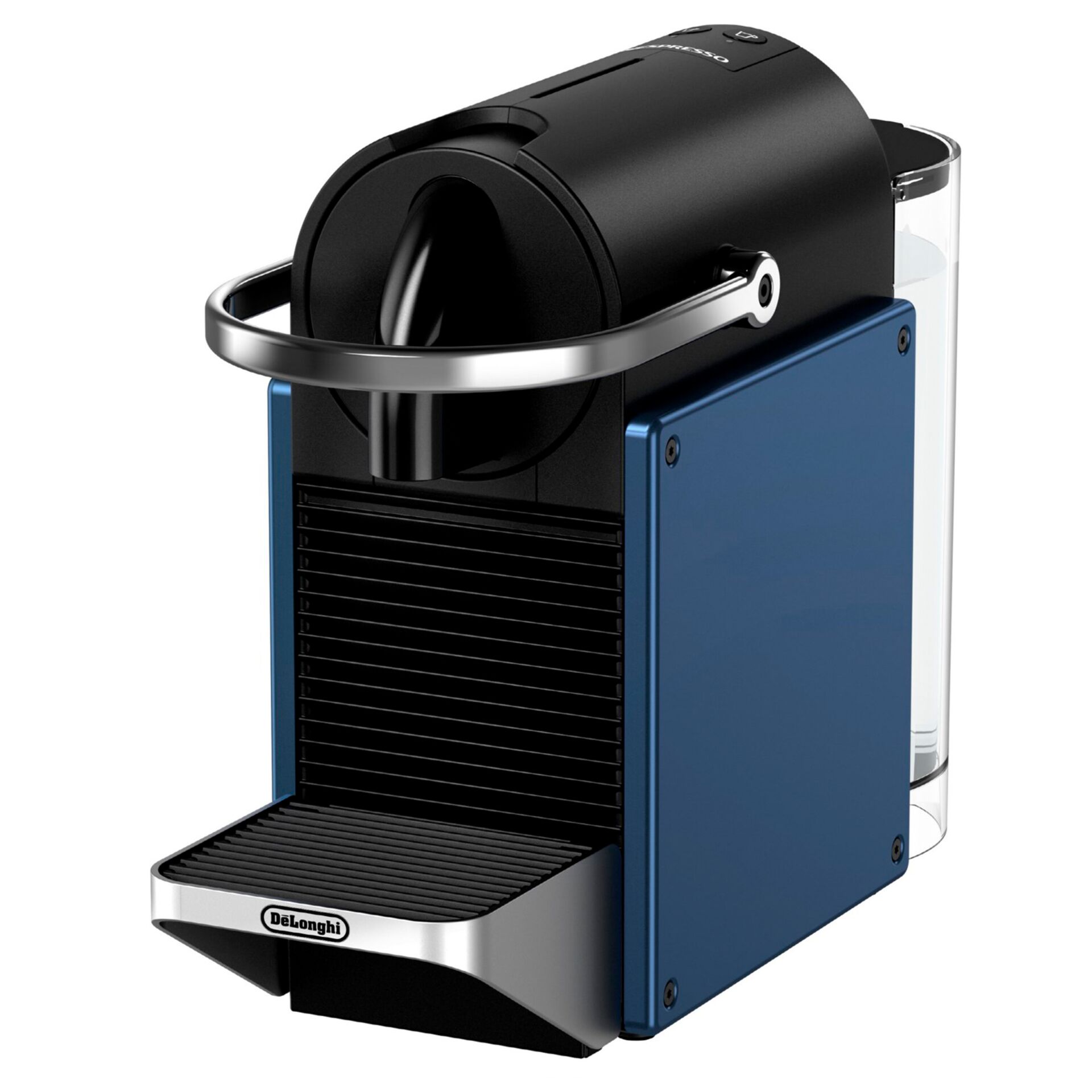 Kaffeemaschine, Kaffeezubereitung, Kapselsystem, Espressomaker, Blaue Front, Kaffeemaschine, Kapselmaschine, Einzelbecher, Nespresso kompatibel, edelstahl-akzente