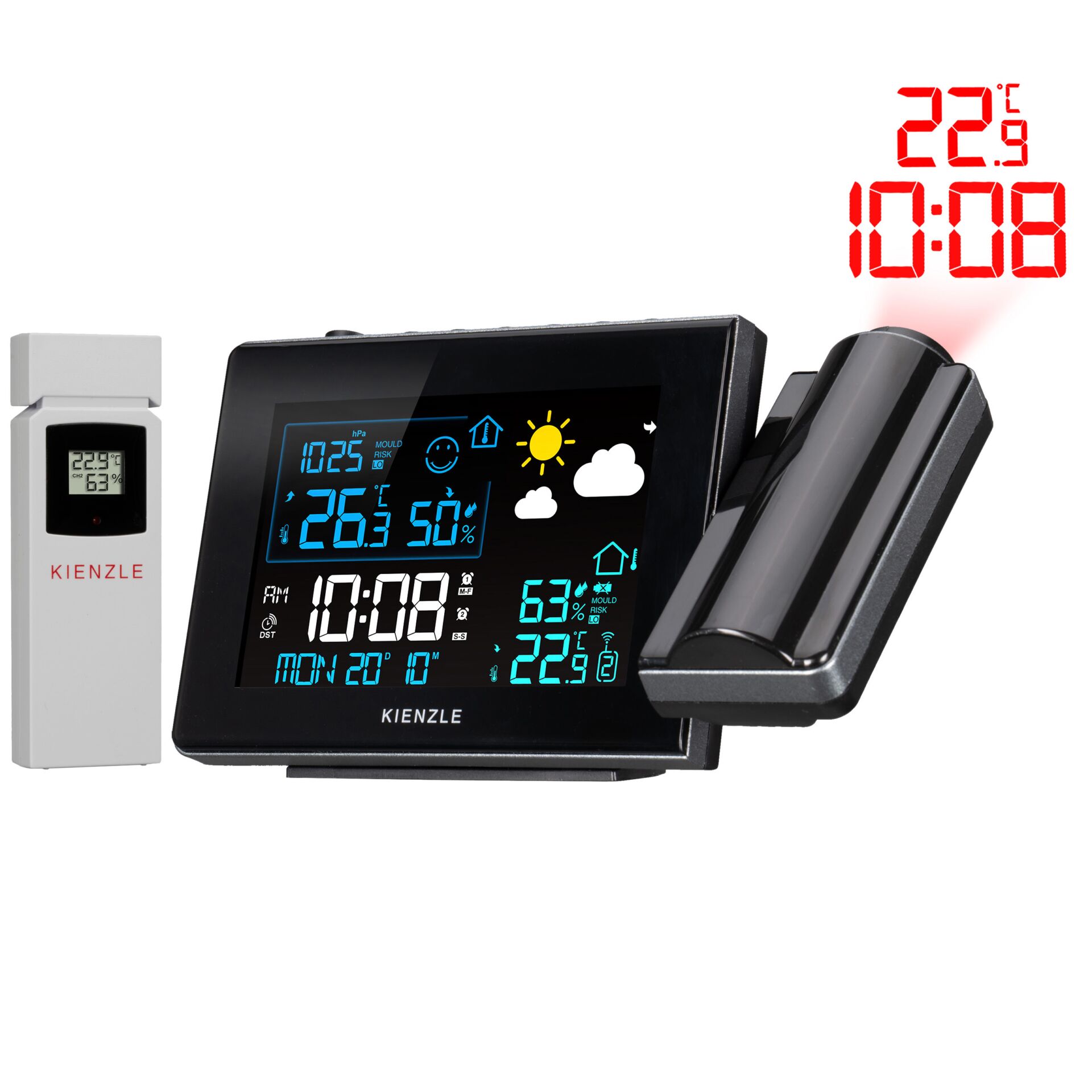 KIENZLE Funk-Wetterstation  mit Wand-Projektion