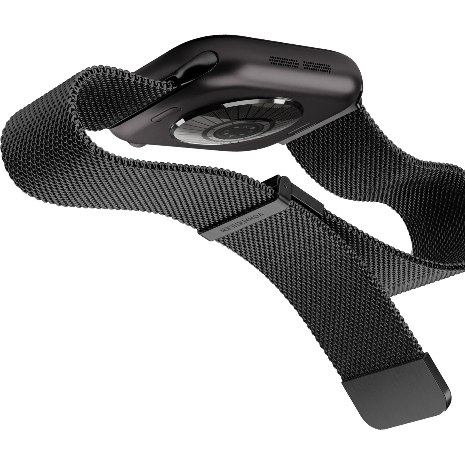 Smartwatch, Milanaise-Armband, Edelstahlarmband, Schwarz, Magnetverschluss