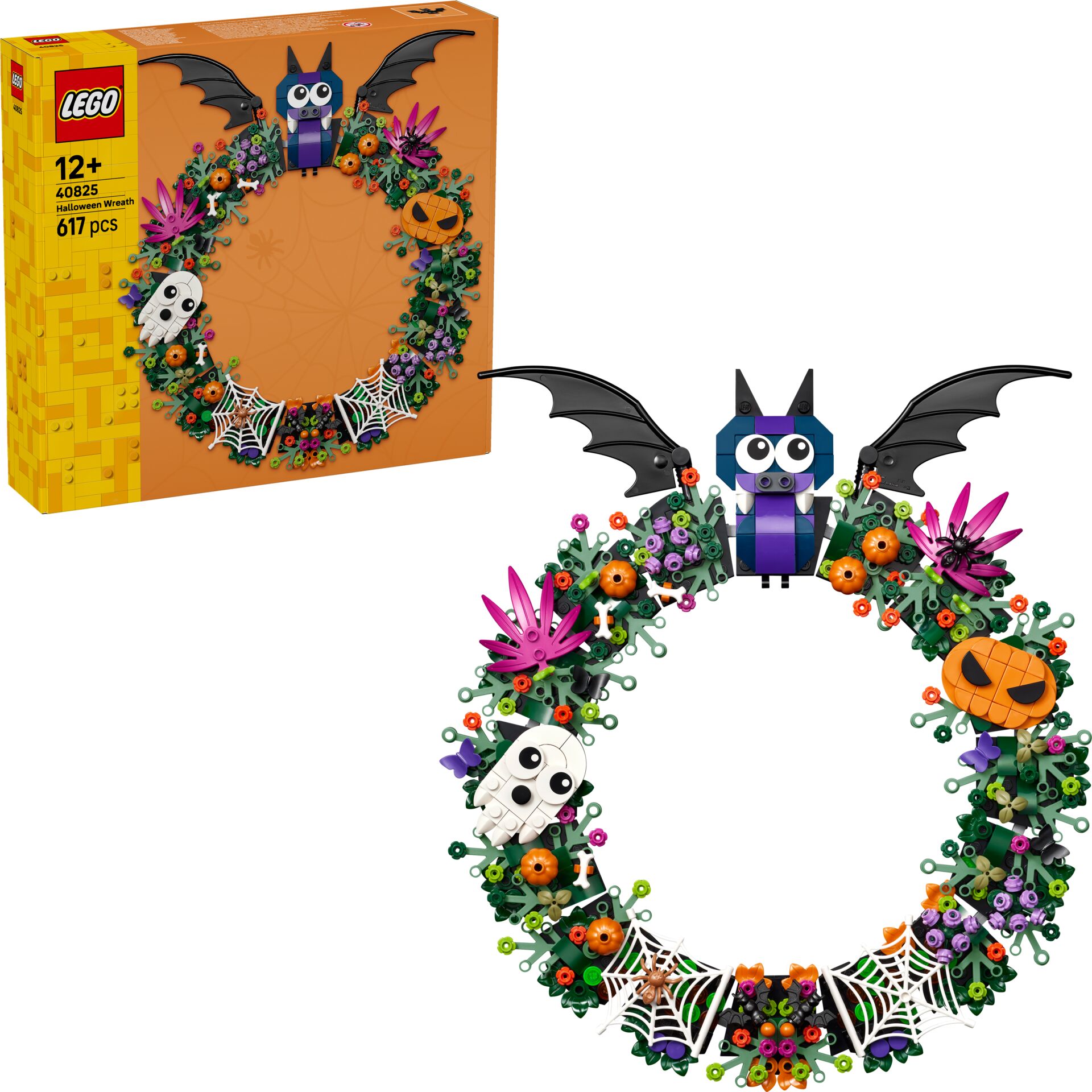 Lego, Halloweenk ranz, Fledermäuse, Kürbis, Spinnweben