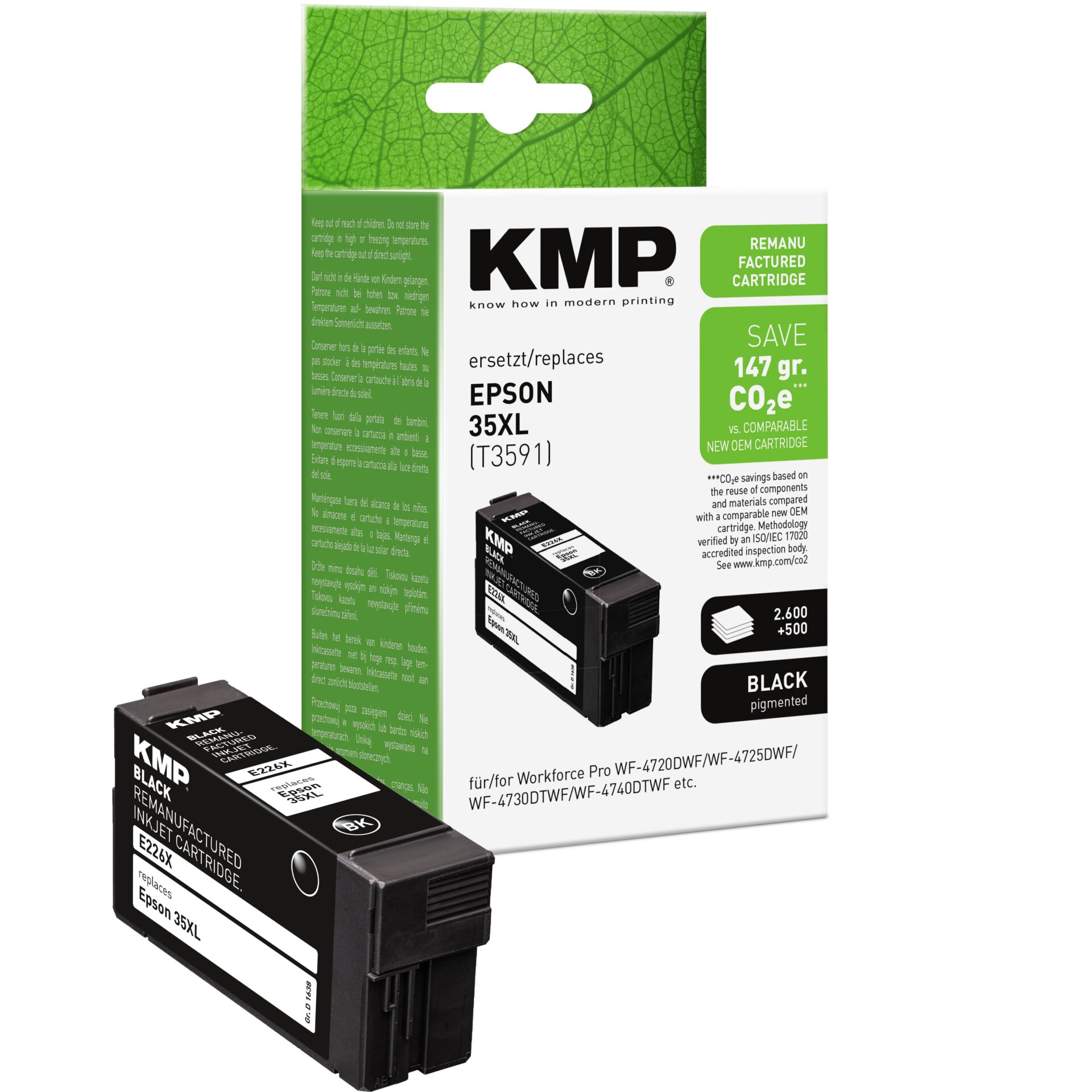Adapter, Elektronik, QR Code, Tintenpatrone, KMP, Ersetzt/Epson 35XL, Schwarz, Nachfüllpatrone