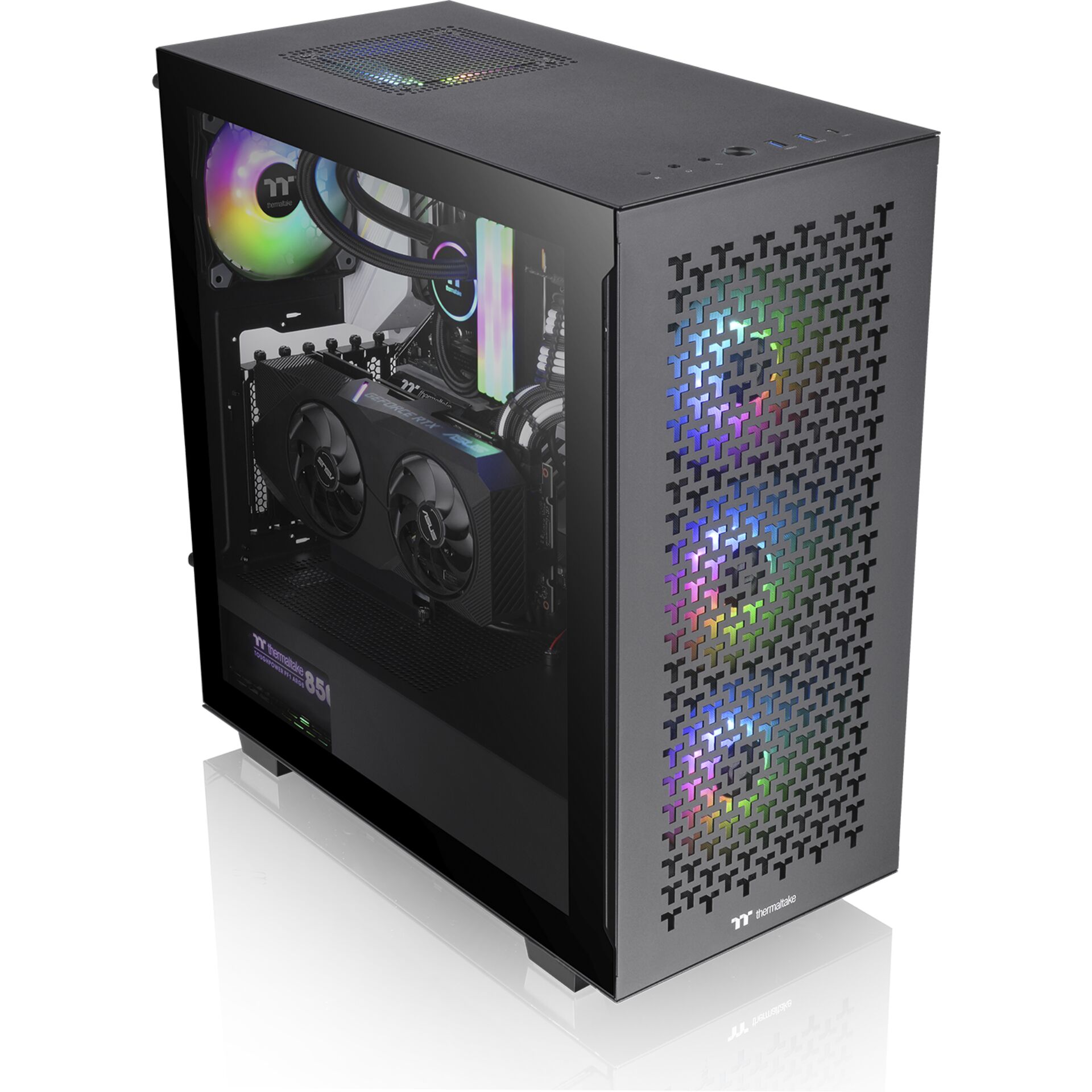 Micro-ATX, PC-Gehäuse, RGB-Beleuchtung, Mesh-Seitenteile, Grafikkarten-Kühlung